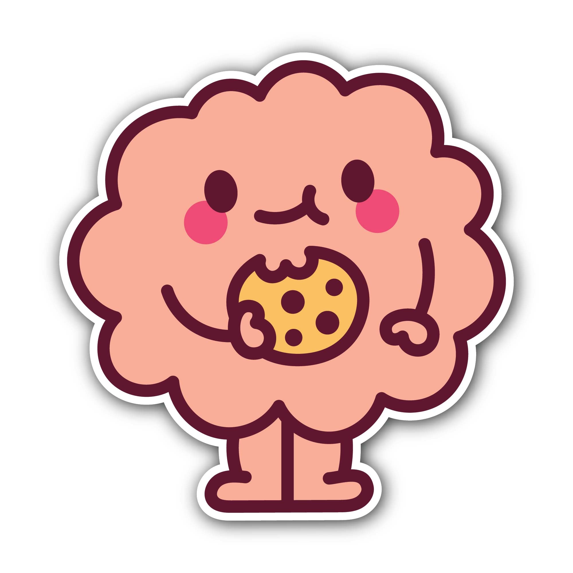 Cookie Brain Sticker, Waterproof Vinyl Decal Sticker Indoor Or Outdoor 2 (Pieces) 3" and 5"