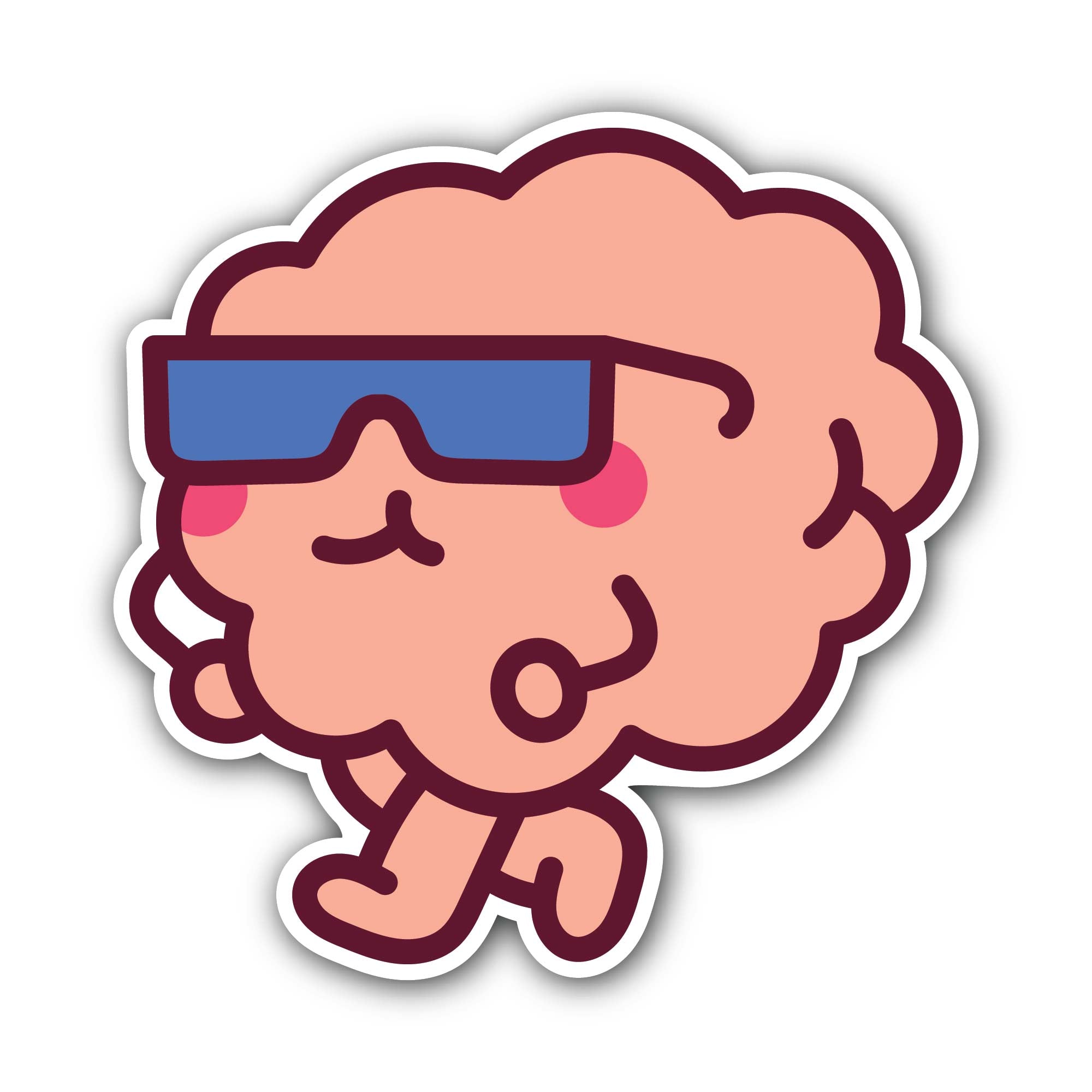 Cool Brain Sticker, Waterproof Vinyl Decal Sticker Indoor Or Outdoor 2 (Pieces) 3" and 5"