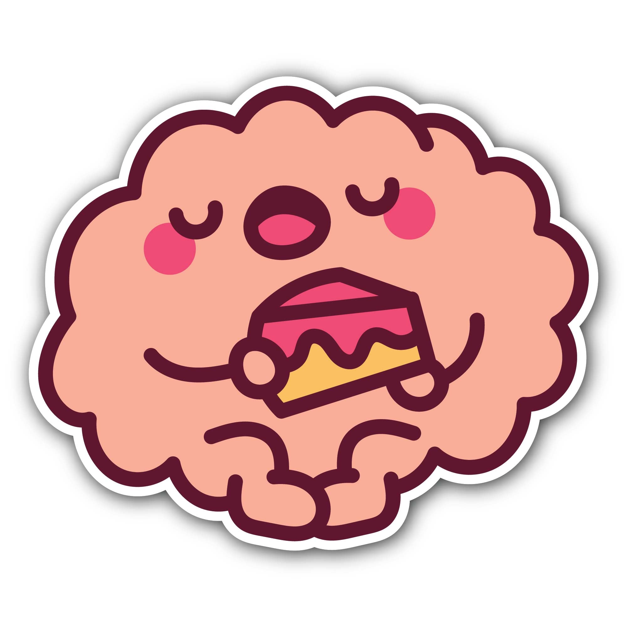 Cute Brain Sticker, Waterproof Vinyl Decal Sticker Indoor Or Outdoor 2 (Pieces) 3" and 5"