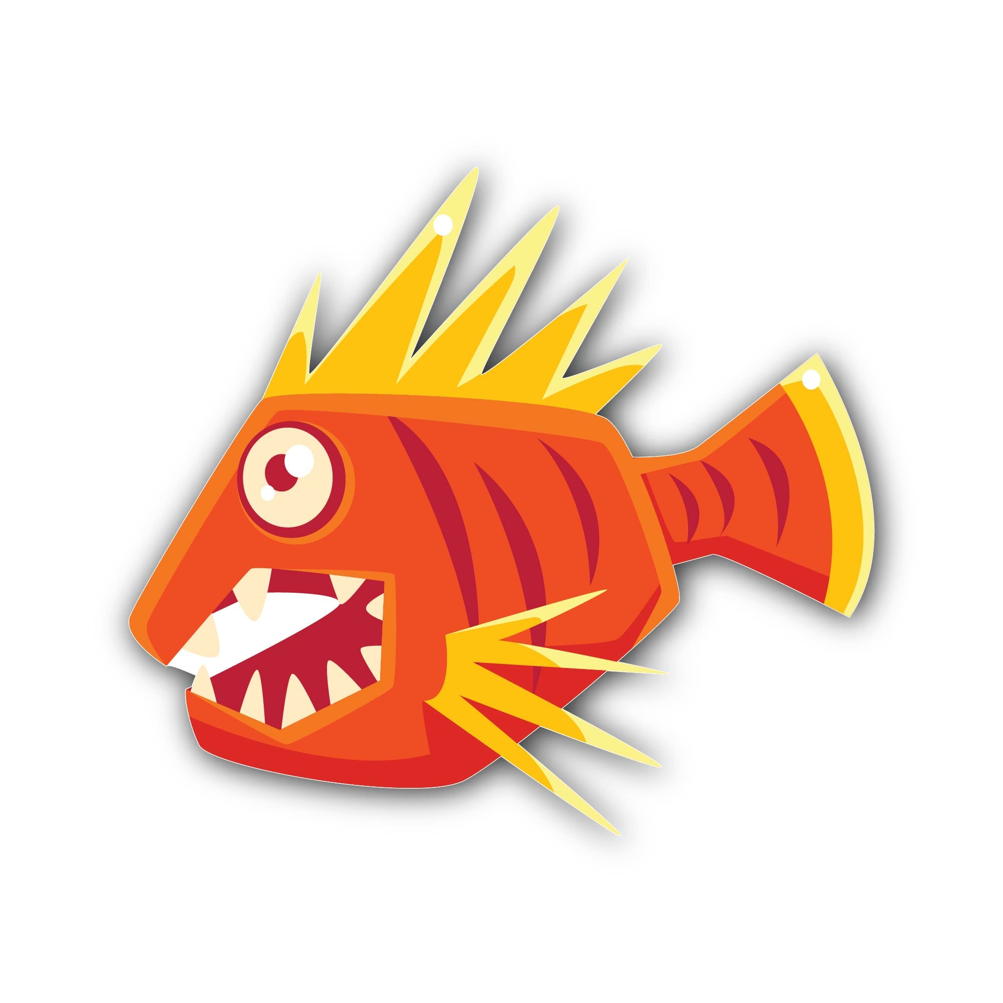 Ugly Fish Sticker, Waterproof Vinyl Decal Sticker Indoor Or Outdoor 2 (Pieces) 3" and 5"
