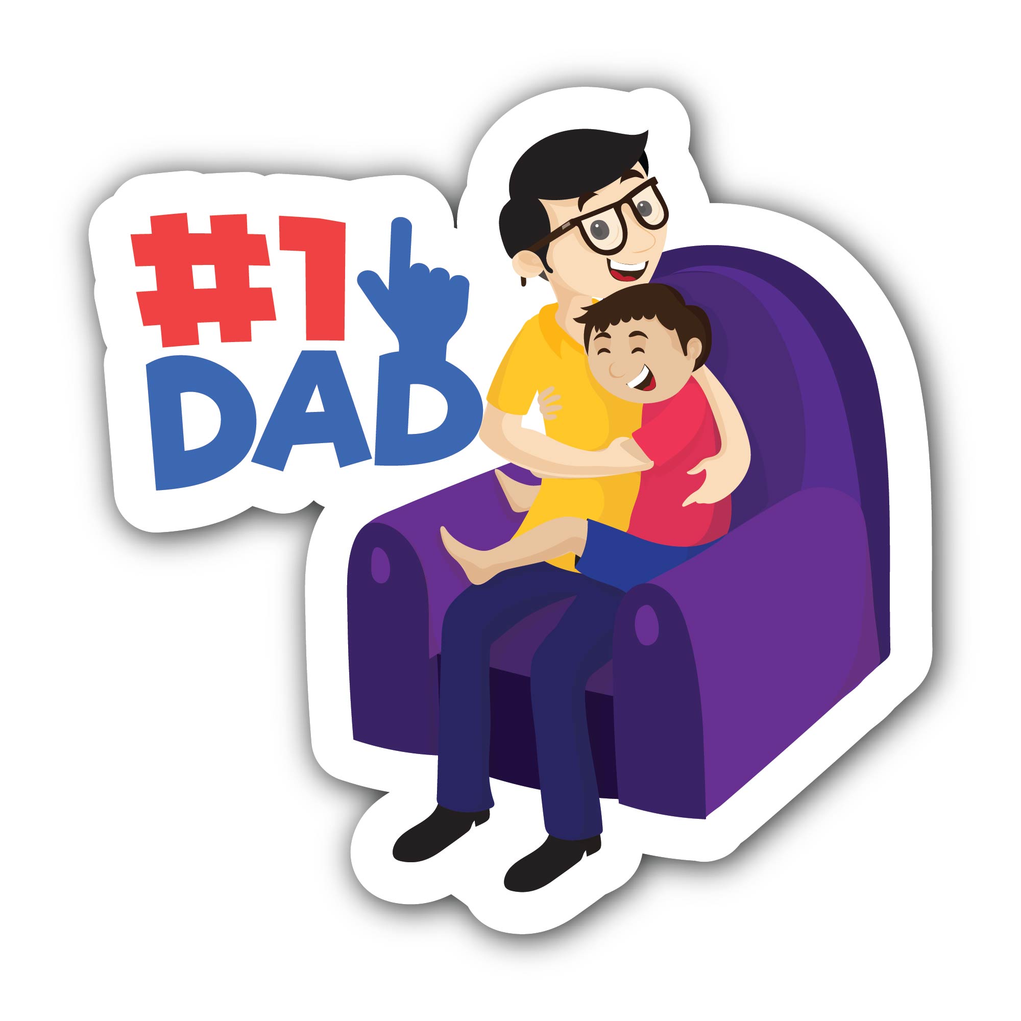 Father's Day Sticker, Waterproof Vinyl Decal Sticker Indoor Or Outdoor 2 (Pieces) 3" and 5"