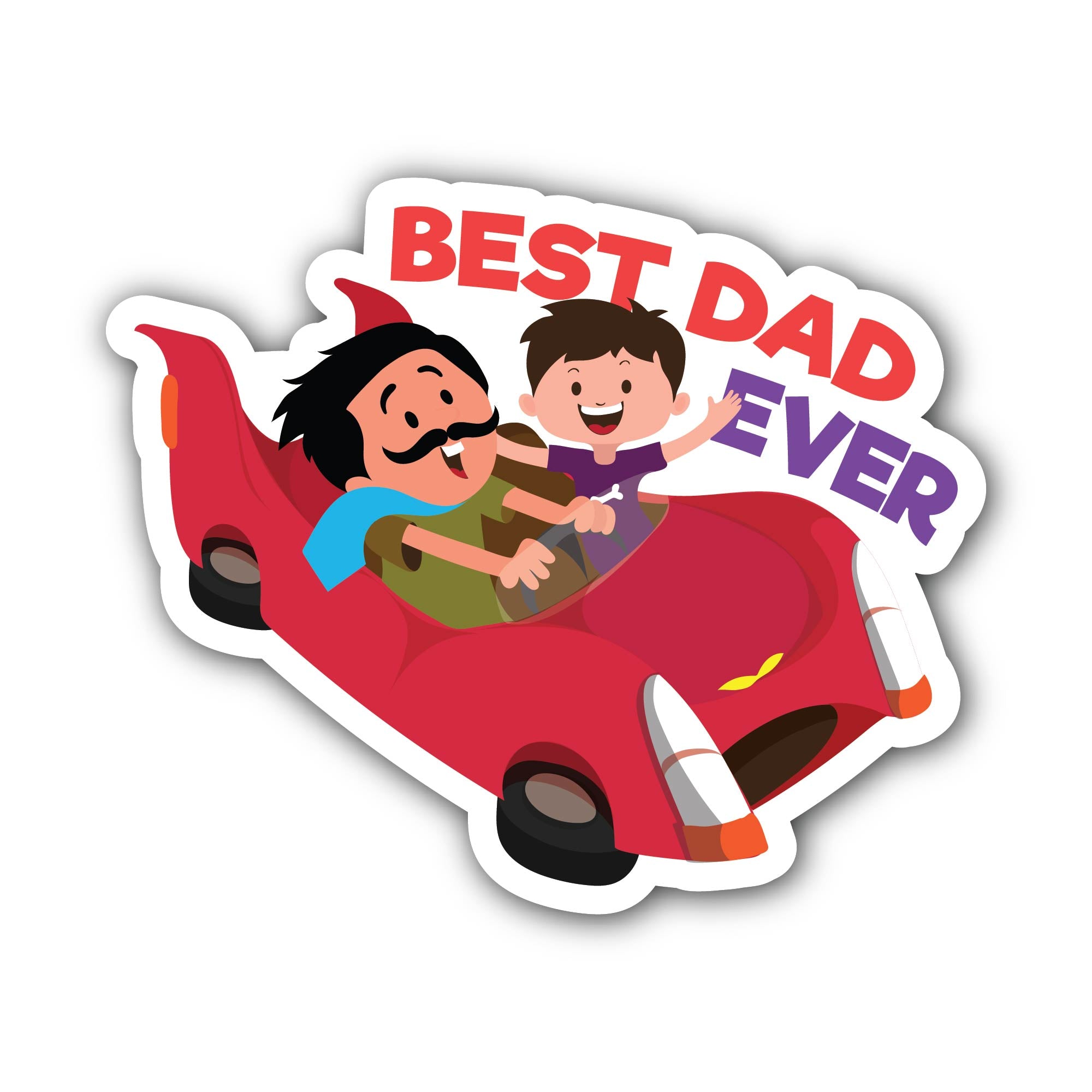 Happy Father's Day Sticker, Waterproof Vinyl Decal Sticker Indoor Or Outdoor 2 (Pieces) 3" and 5"