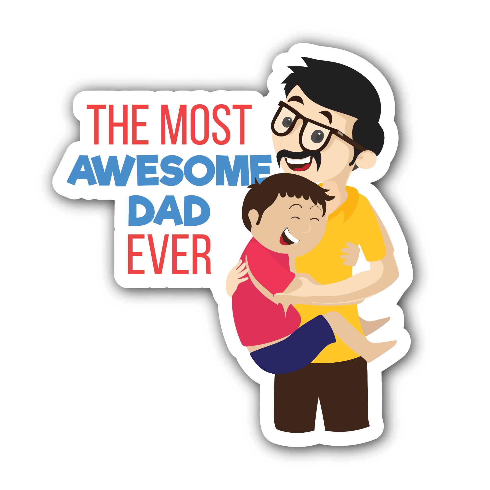 The Most Awesome Dad Ever Sticker, Waterproof Vinyl Decal Sticker Indoor Or Outdoor 2 (Pieces) 3" and 5"