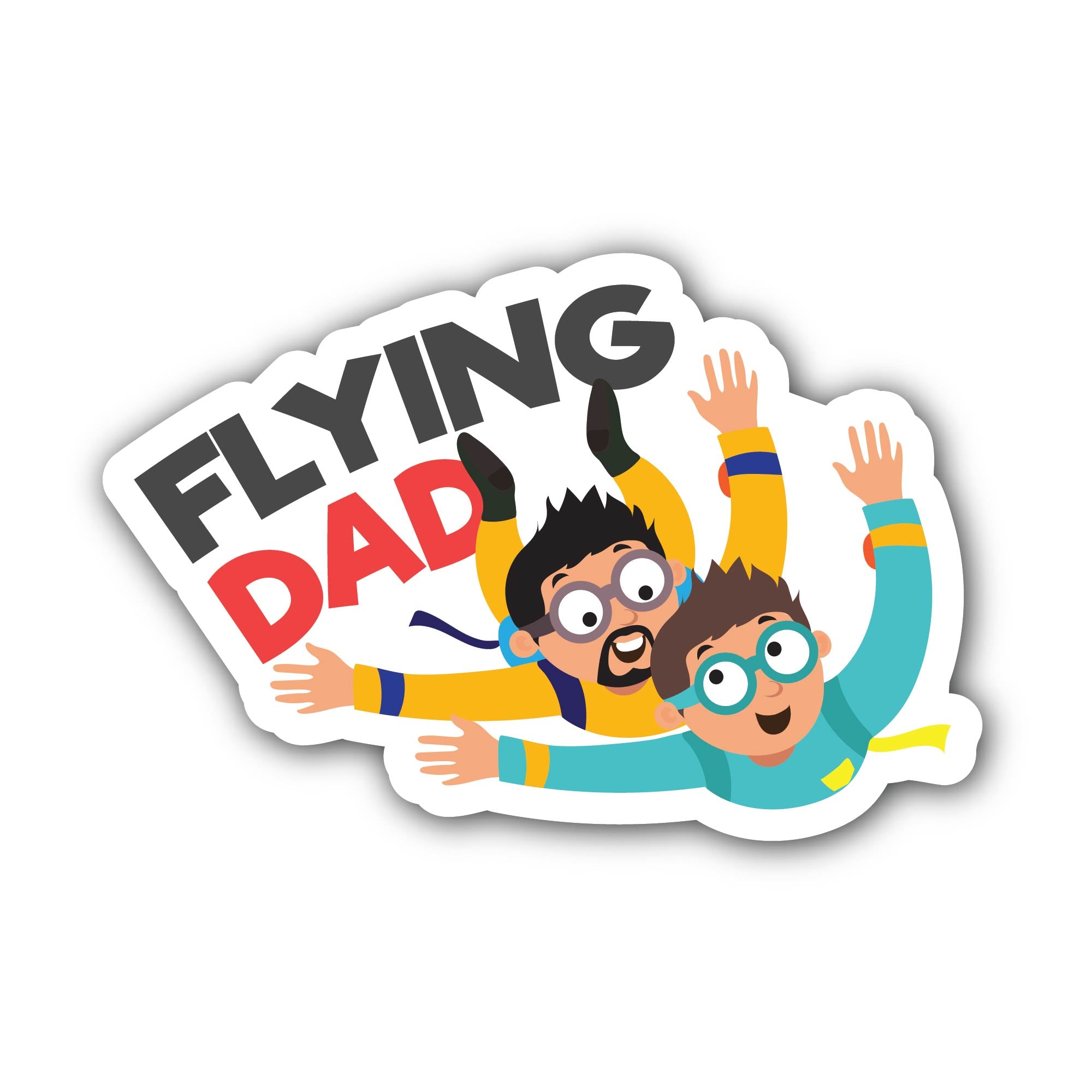 Flying Dad Sticker, Waterproof Vinyl Decal Sticker Indoor Or Outdoor 2 (Pieces) 3" and 5"