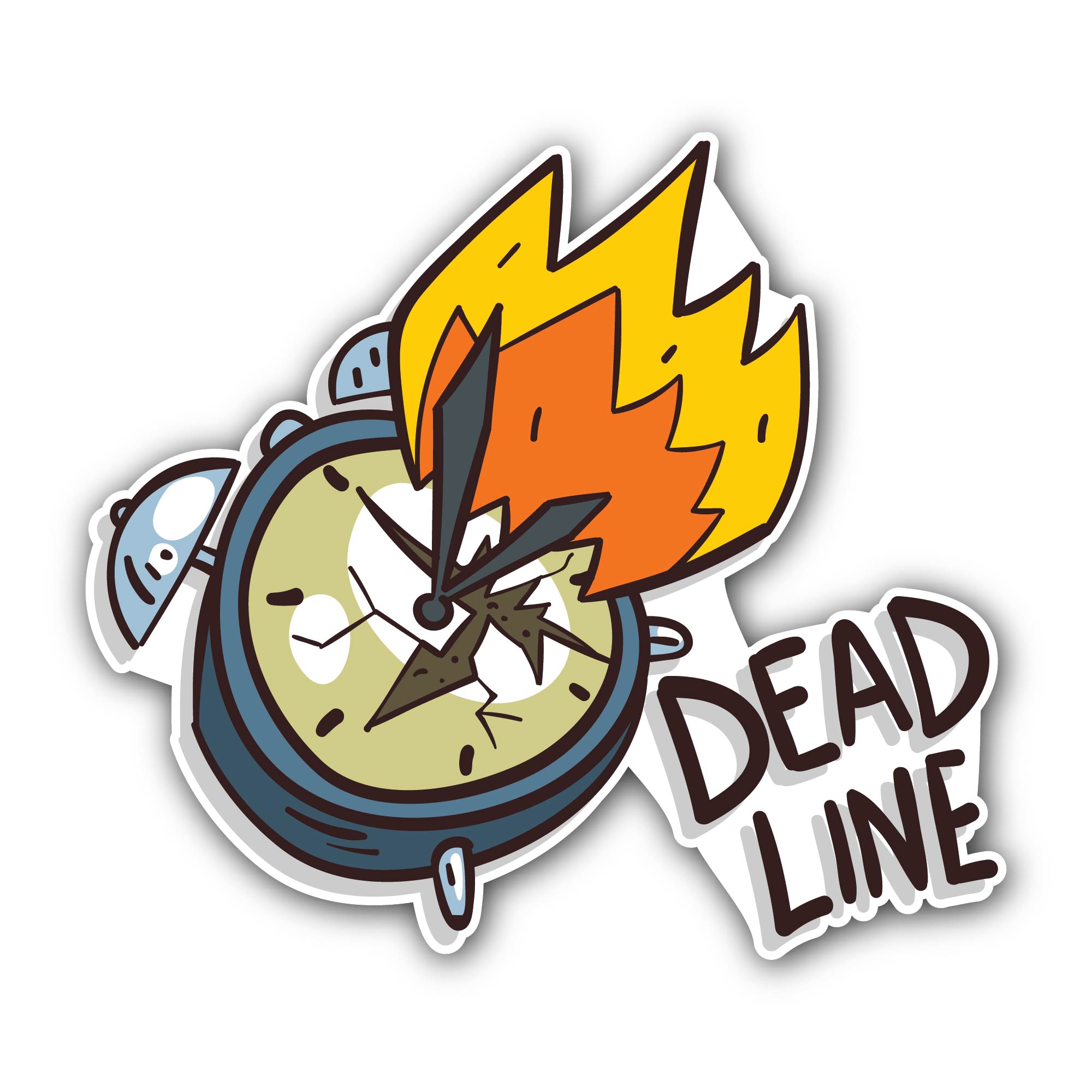 Burning Alarm Clock and Deadline Sticker, Waterproof Vinyl Decal Sticker Indoor Or Outdoor 2 (Pieces) 3" and 5"
