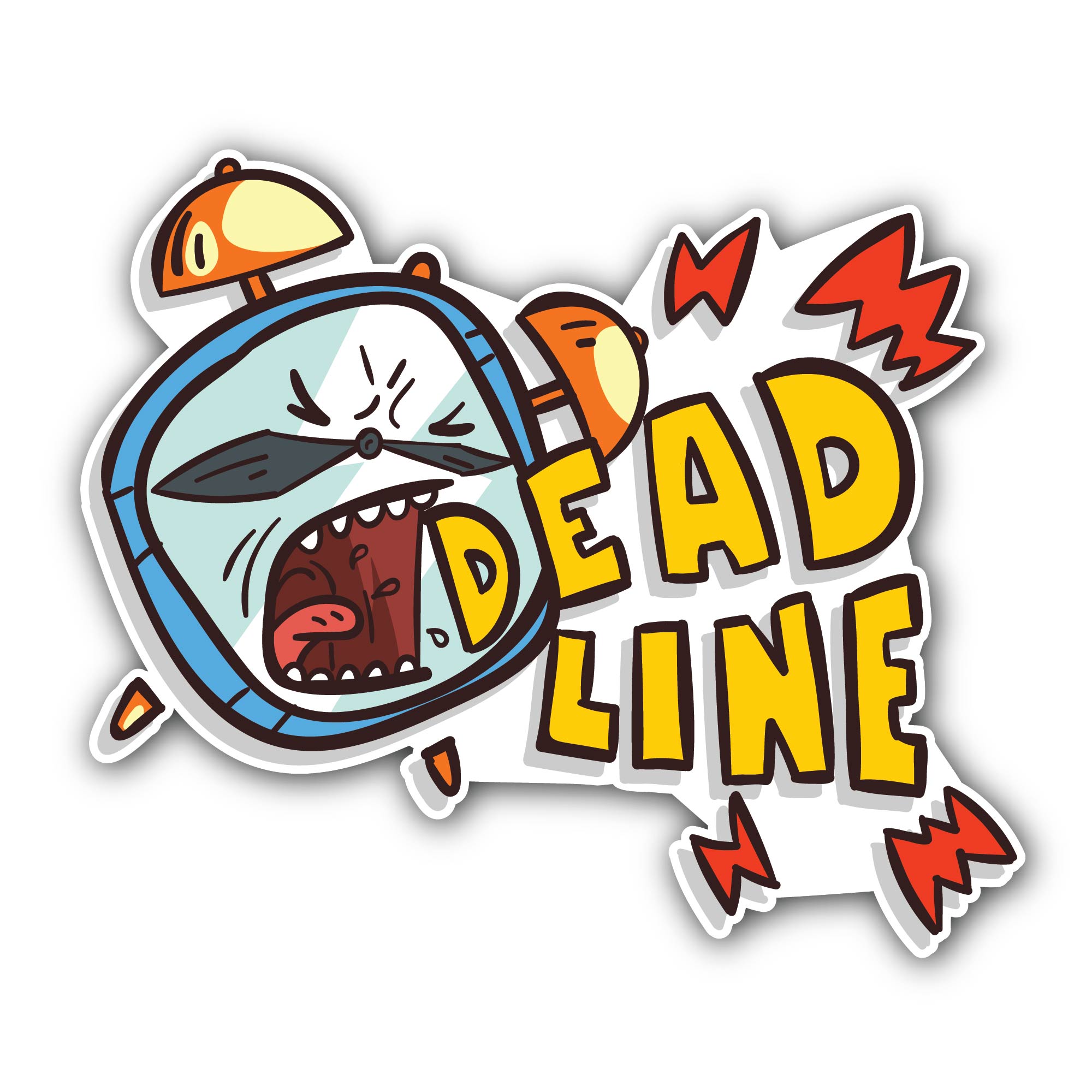 Alarm Clock Screaming Deadline Sticker, Waterproof Vinyl Decal Sticker Indoor Or Outdoor 2 (Pieces) 3" and 5"