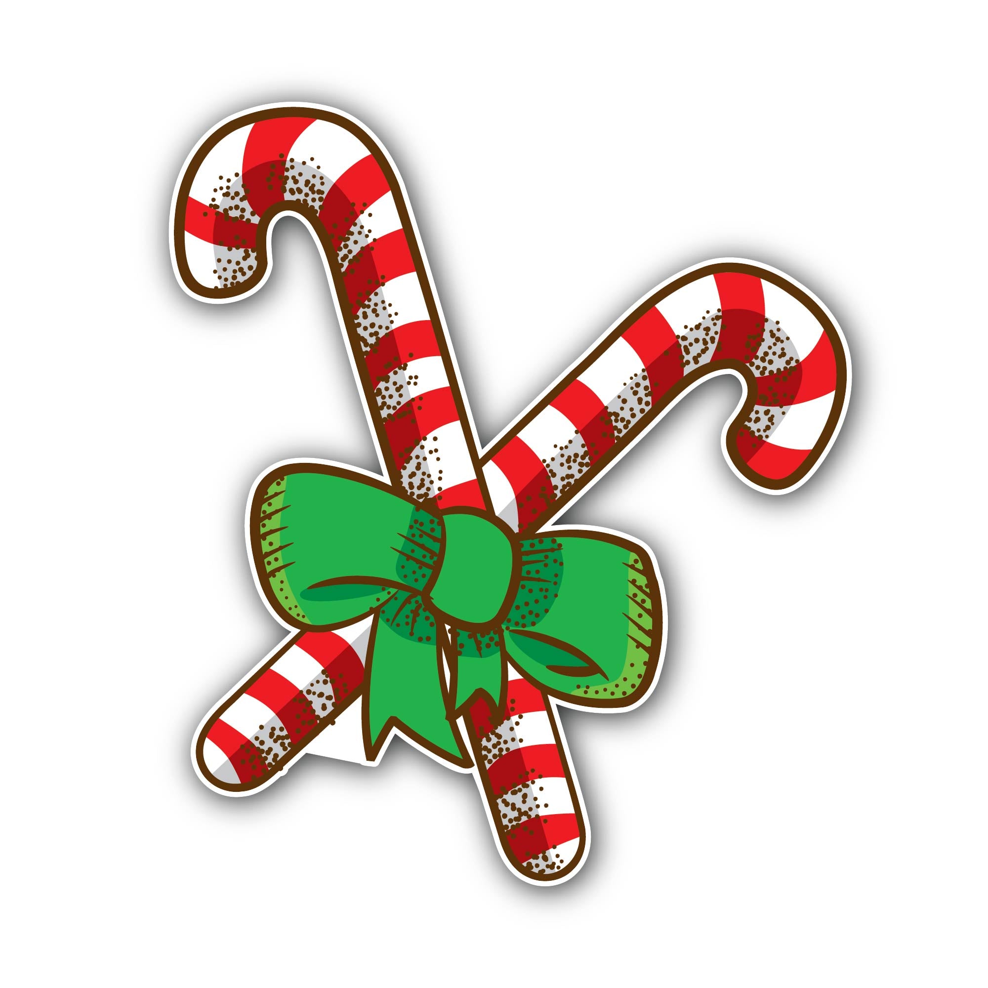 Candy Cane Sticker, Waterproof Vinyl Decal Sticker Indoor Or Outdoor 2 (Pieces) 3" and 5"
