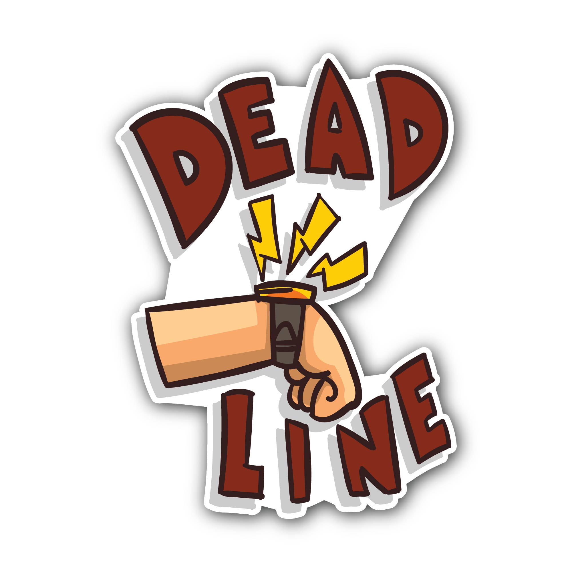 Hand with a wristwatch and deadline Sticker, Waterproof Vinyl Decal Sticker Indoor Or Outdoor 2 (Pieces) 3" and 5"