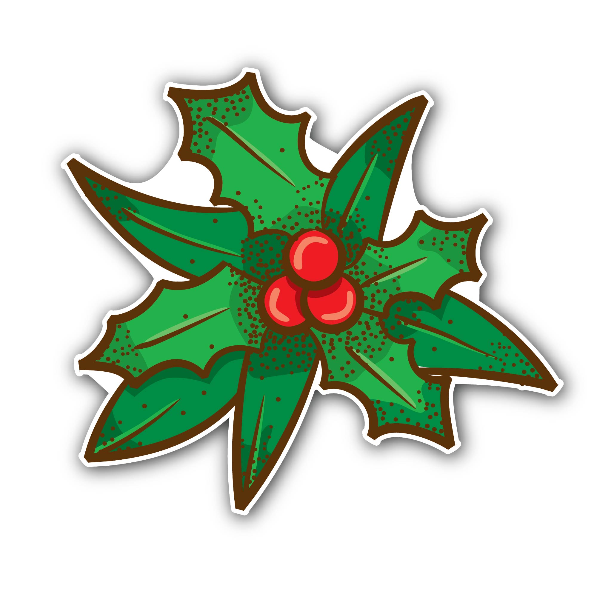 Christmas Holly Sticker, Waterproof Vinyl Decal Sticker Indoor Or Outdoor 2 (Pieces) 3" and 5"
