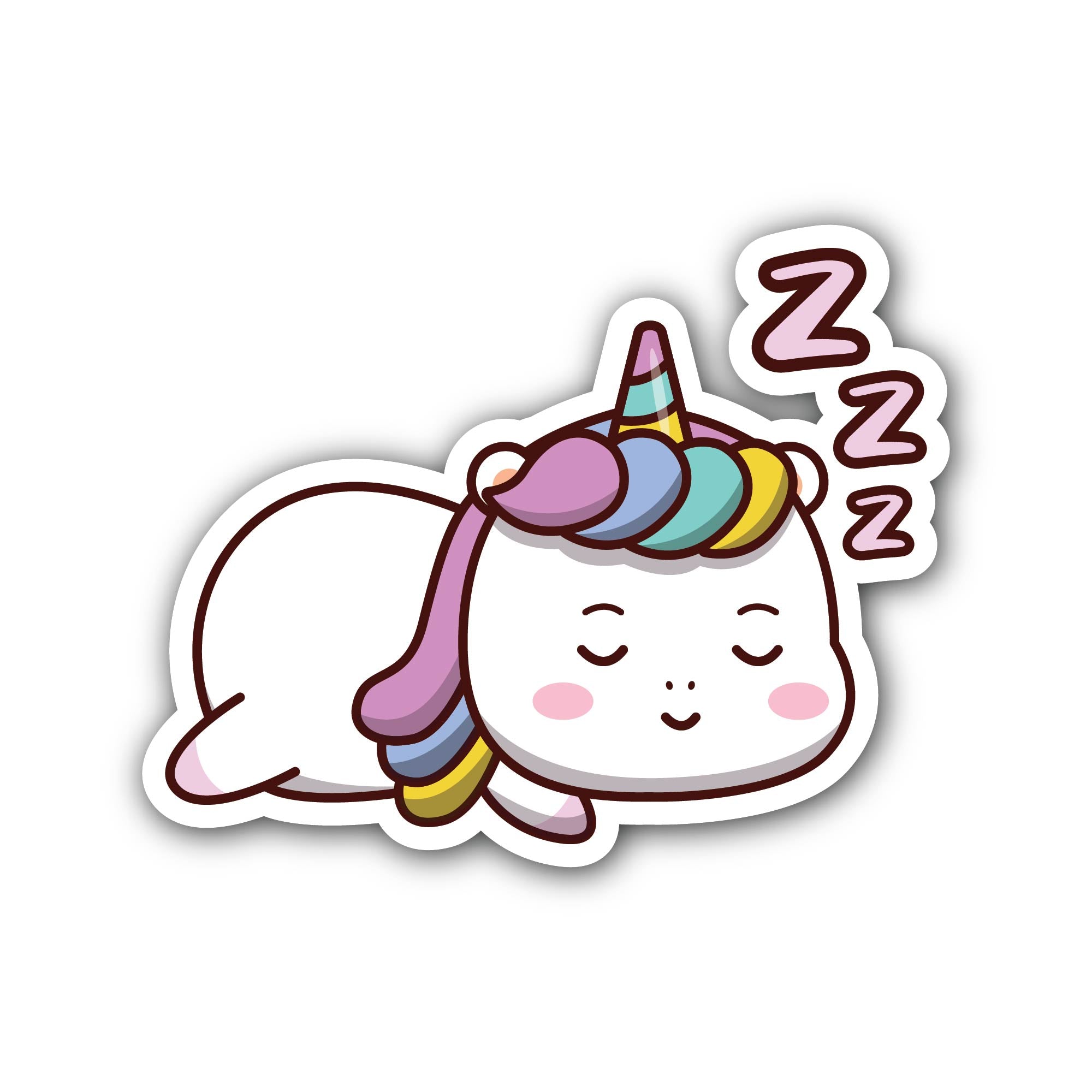 Cute unicorn sleeping cartoon Sticker, Waterproof Vinyl Decal Sticker Indoor Or Outdoor 2 (Pieces) 3" and 5"