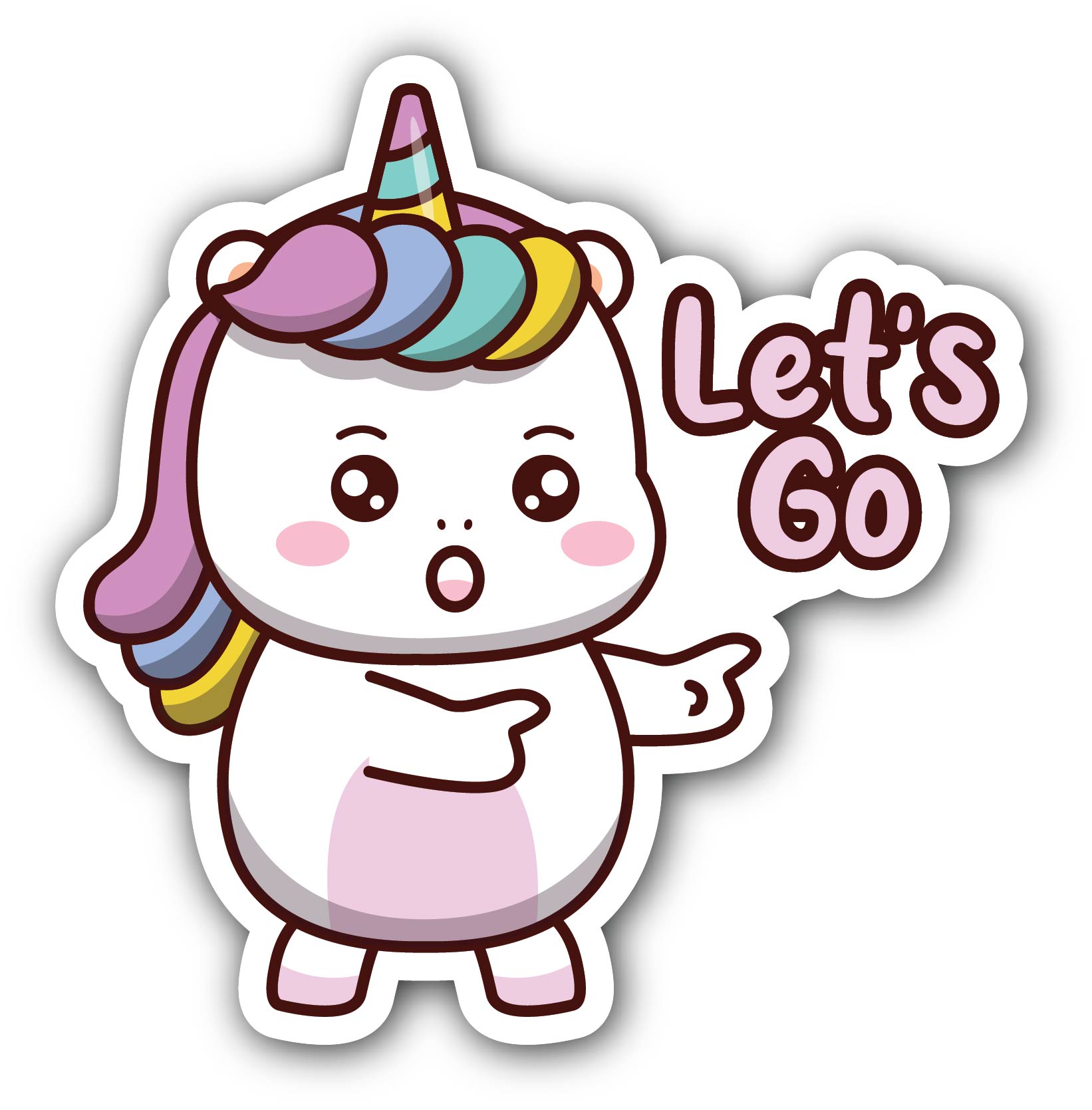 Let's Go Unicorn Sticker, Waterproof Vinyl Decal Sticker Indoor Or Outdoor 2 (Pieces) 3" and 5"