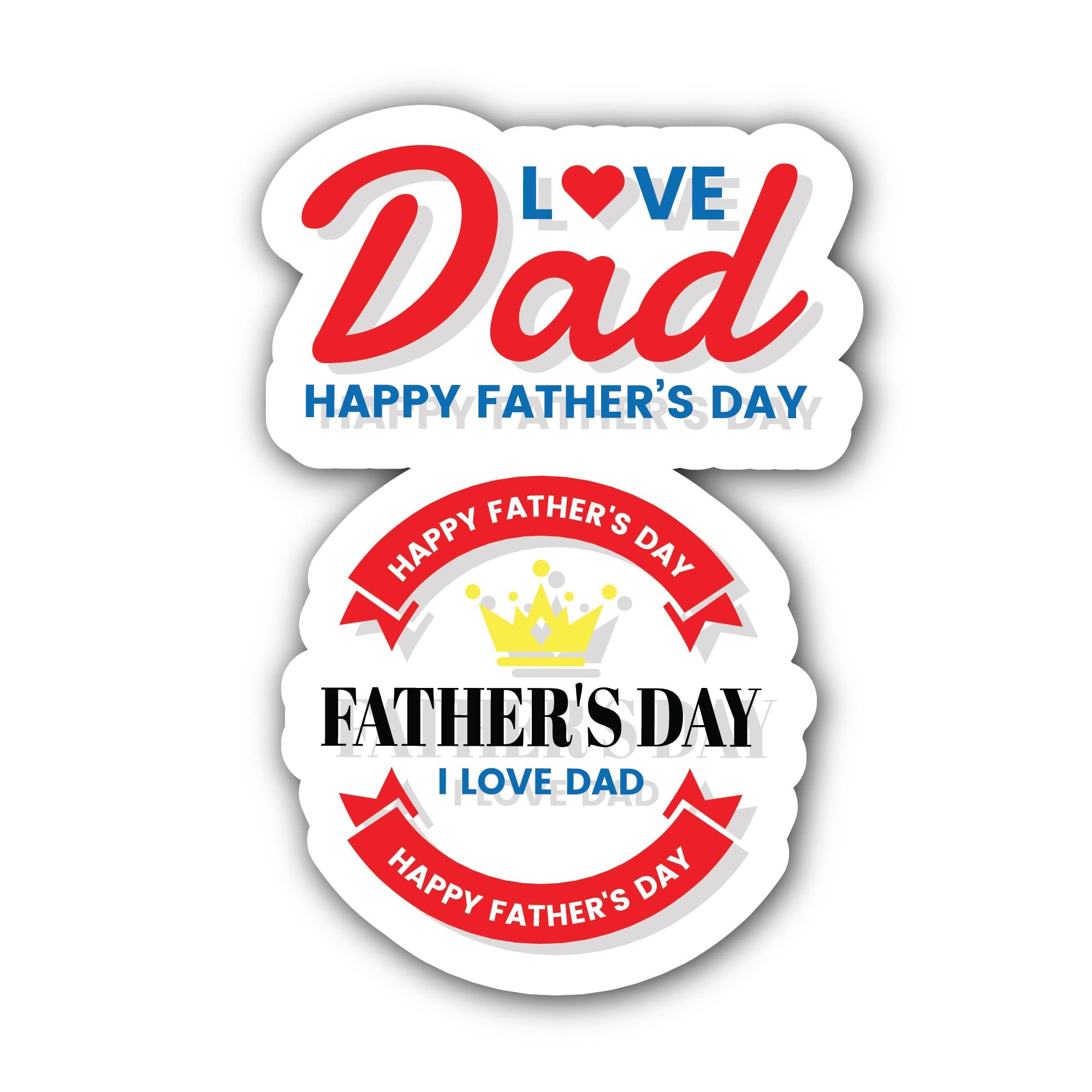 Love Dad Father's Day Sticker, Waterproof Vinyl Decal Sticker Indoor Or Outdoor 2 (Pieces) 3" and 5"