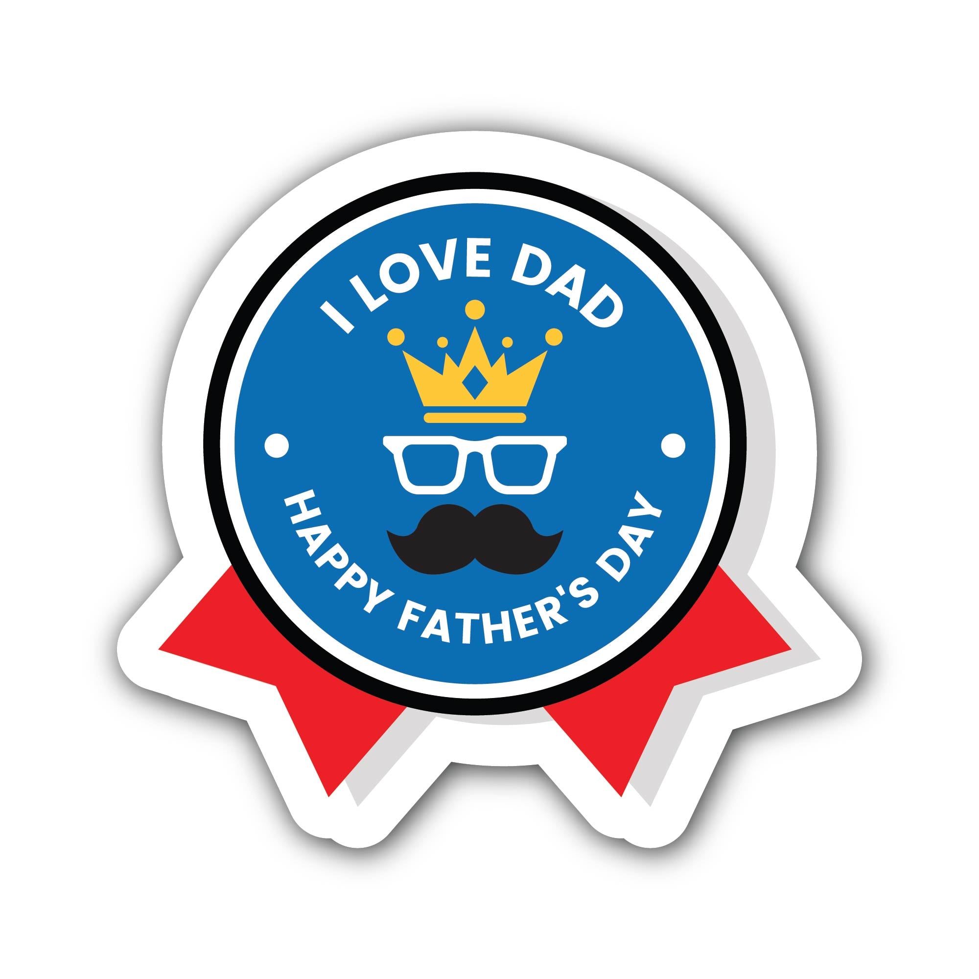 Happy fathers day crown Sticker, Waterproof Vinyl Decal Sticker Indoor Or Outdoor 2 (Pieces) 3" and 5"