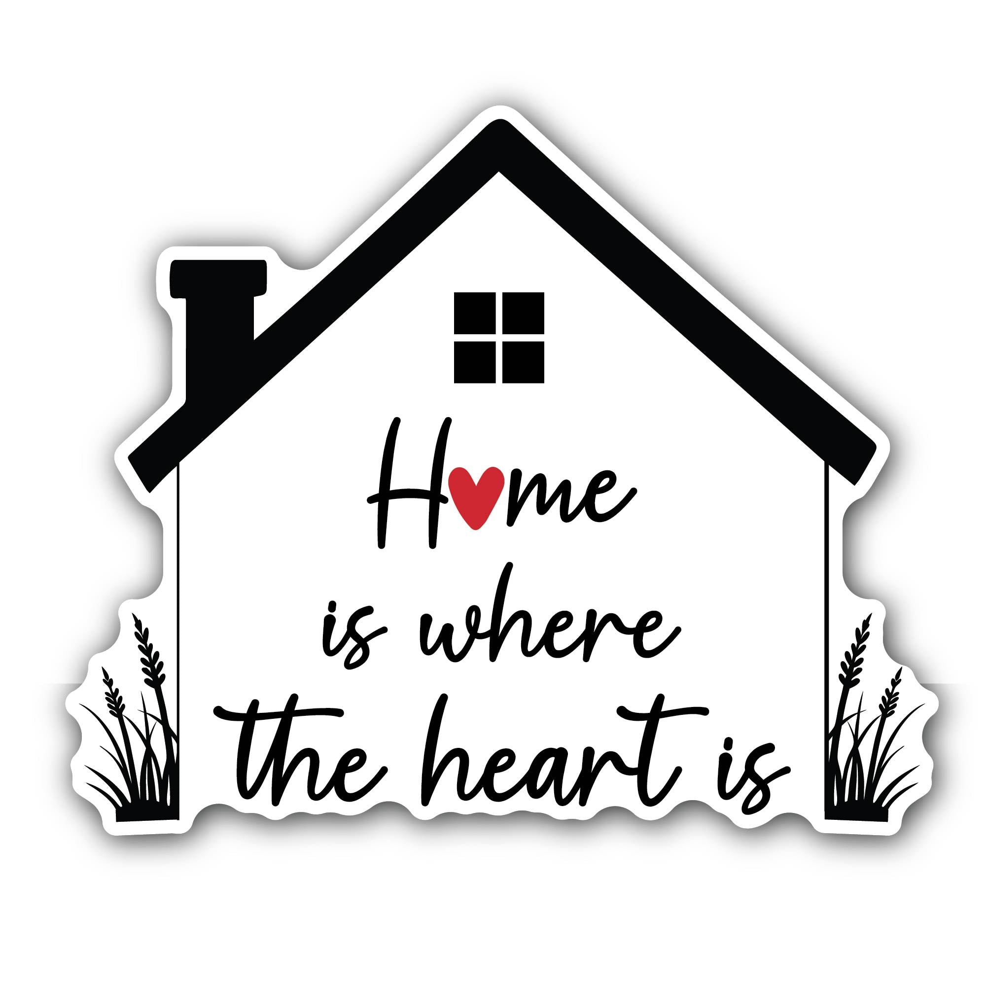 Home is Where The Heart is Sticker, Waterproof Vinyl Decal Sticker Indoor Or Outdoor 2 (Pieces) 3" and 5"