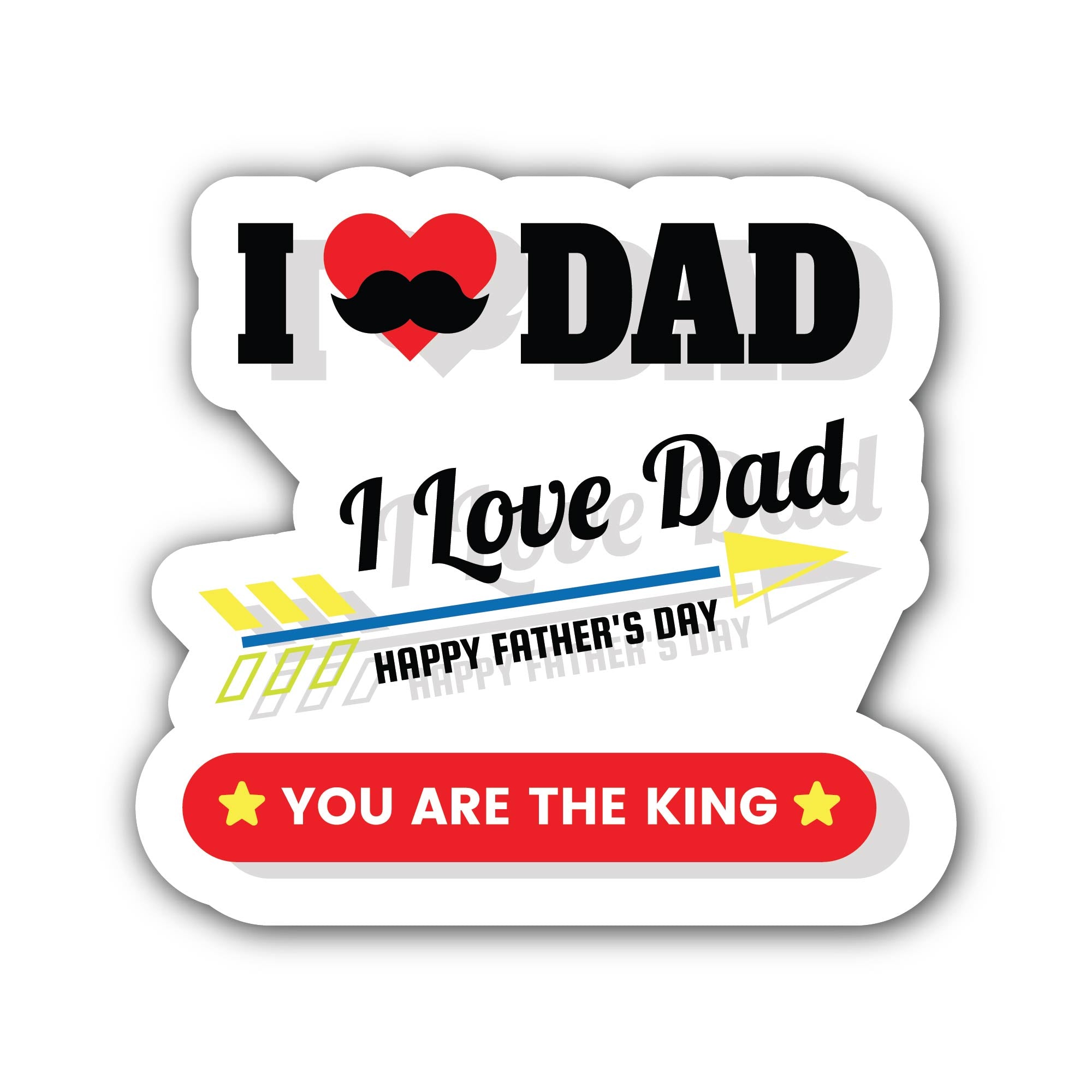 I Love Dad Sticker, Waterproof Vinyl Decal Sticker Indoor Or Outdoor 2 (Pieces) 3" and 5"