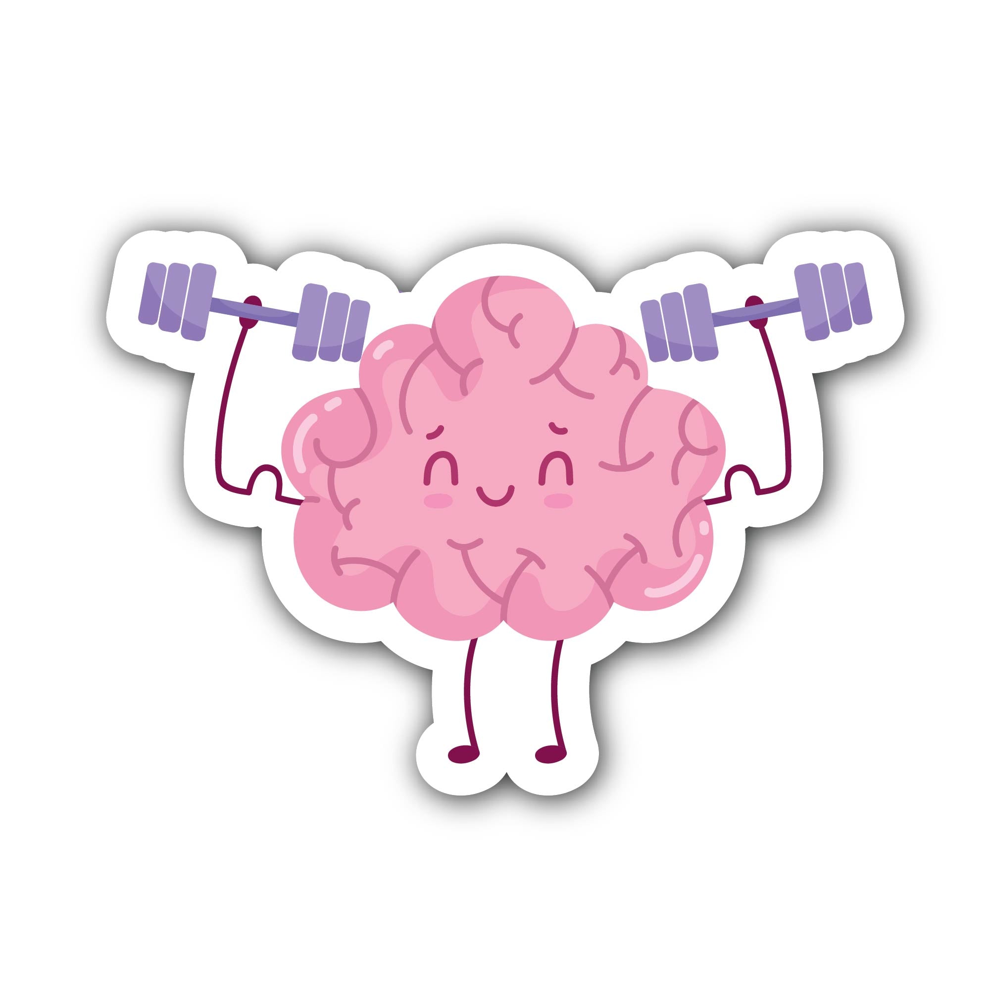 Cute Brain Making Exercise Sticker, Waterproof Vinyl Decal Sticker Indoor Or Outdoor 2 (Pieces) 3" and 5"