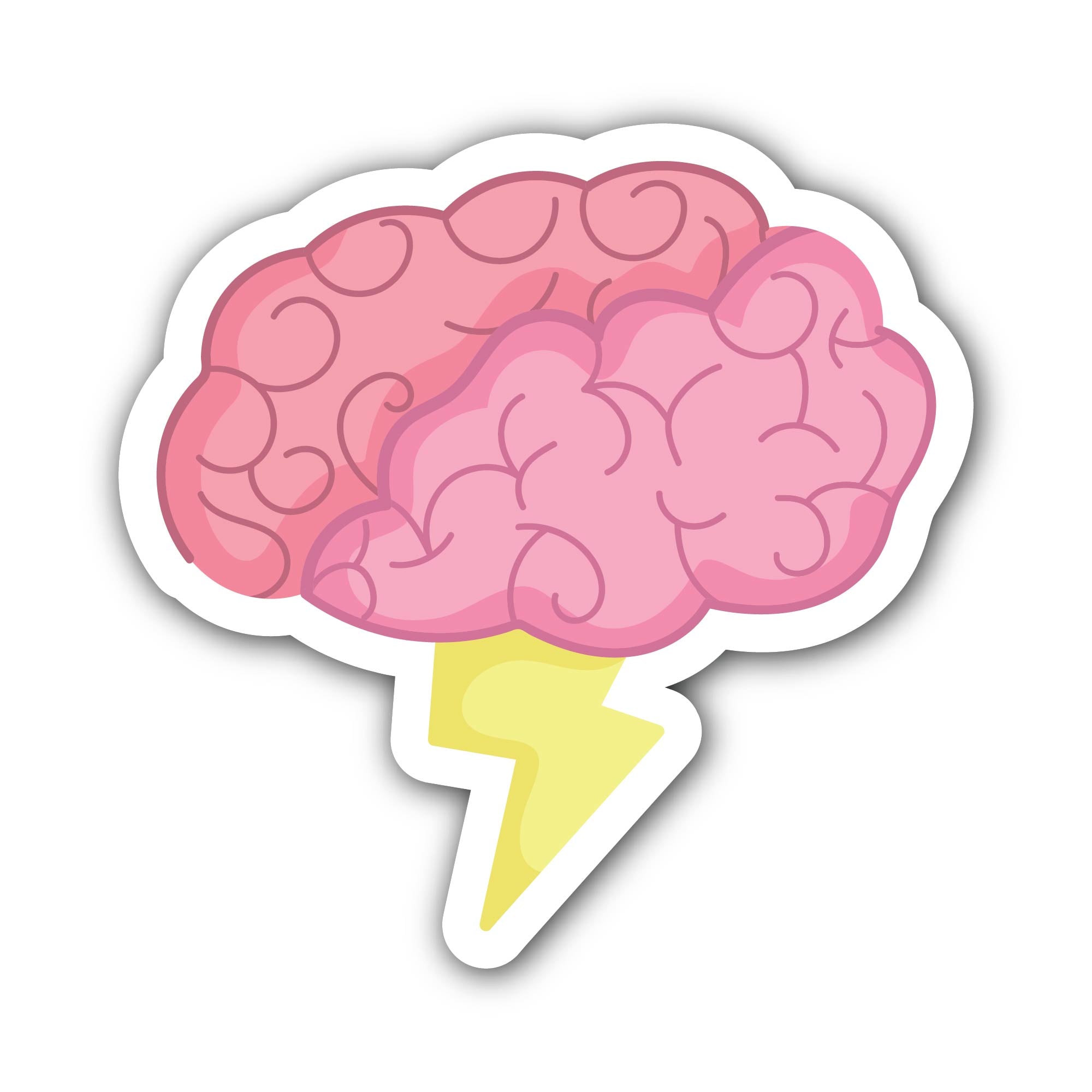 Brain with Lightning Sticker, Waterproof Vinyl Decal Sticker Indoor Or Outdoor 2 (Pieces) 3" and 5"