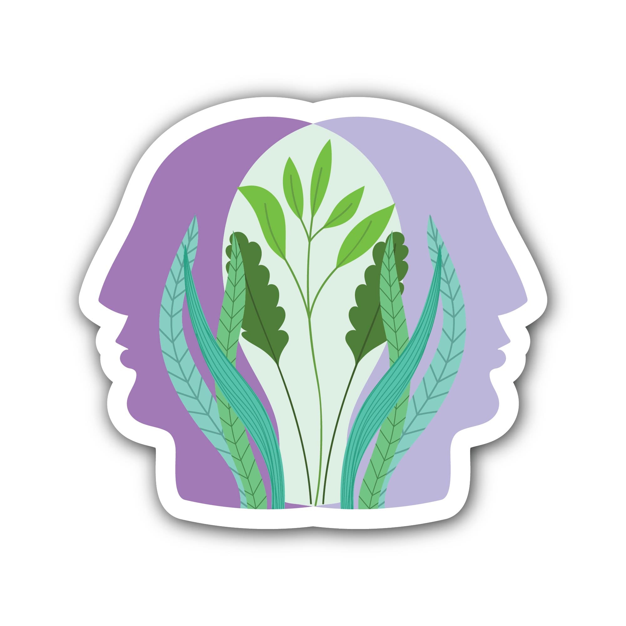 plants in human heads Sticker, Waterproof Vinyl Decal Sticker Indoor Or Outdoor 2 (Pieces) 3" and 5"