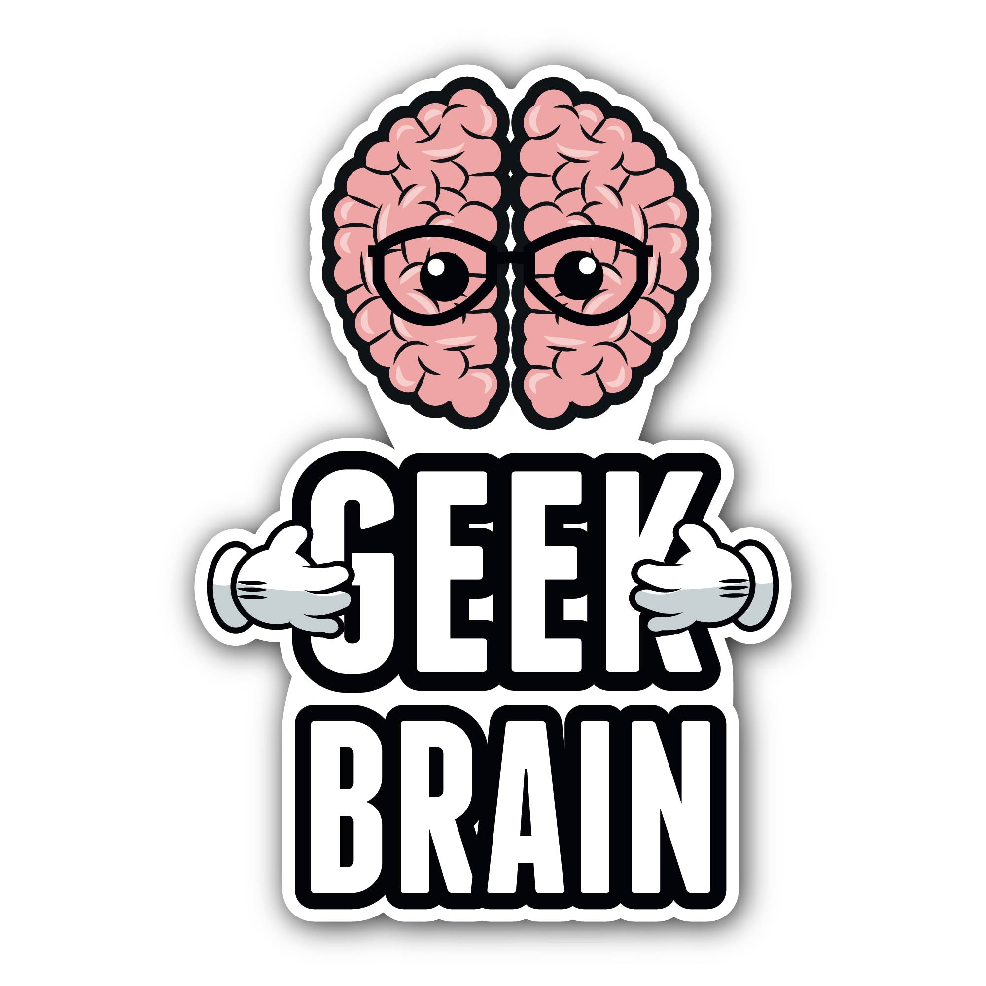 Geek Brain Sticker, Waterproof Vinyl Decal Sticker Indoor Or Outdoor 2 (Pieces) 3" and 5"