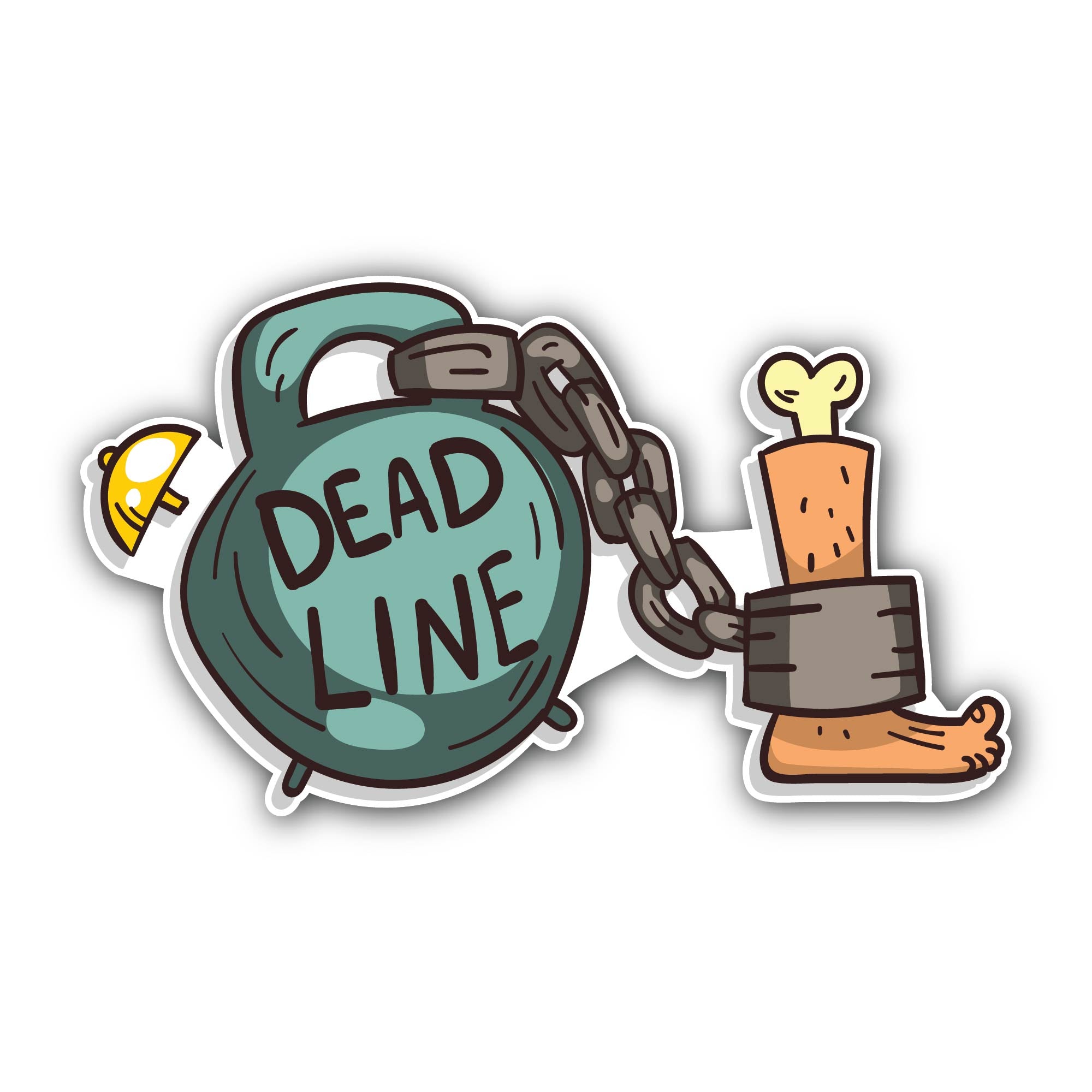 Chained by Deadlines Sticker, Waterproof Vinyl Decal Sticker Indoor Or Outdoor 2 (Pieces) 3" and 5"