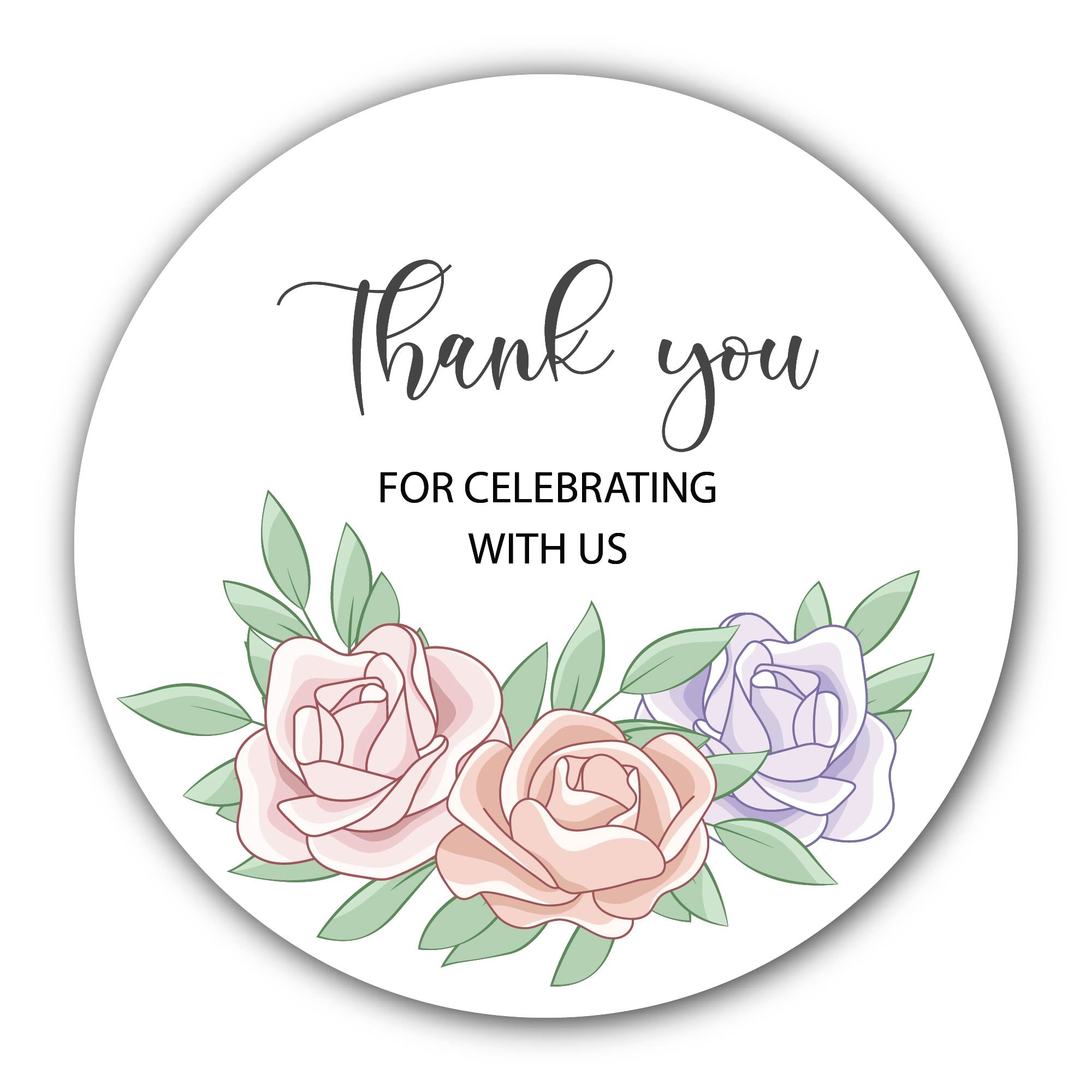 Thank you for celebrating with us Sticker, Waterproof Vinyl Decal Sticker Indoor Or Outdoor 2 (Pieces) 3" and 5"