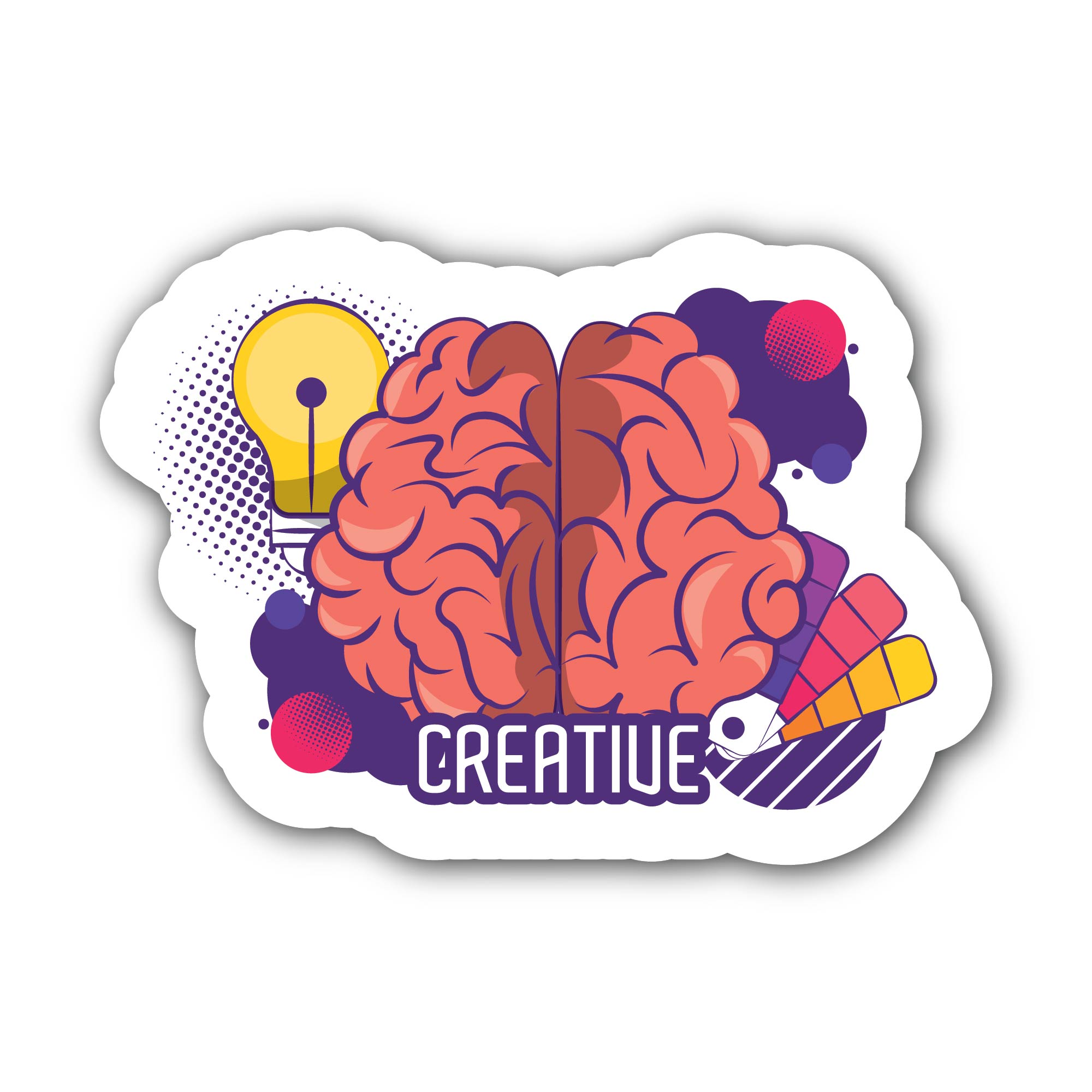 Creative Brain Sticker, Waterproof Vinyl Decal Sticker Indoor Or Outdoor 2 (Pieces) 3" and 5"