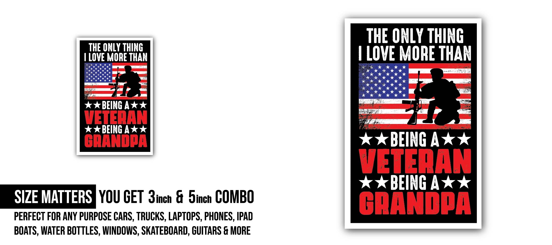 My Grandson My Soldier Proud Military Grandpa Sticker, Waterproof Vinyl Decal Sticker Indoor Or Outdoor 2 (Pieces) 3" and 5"
