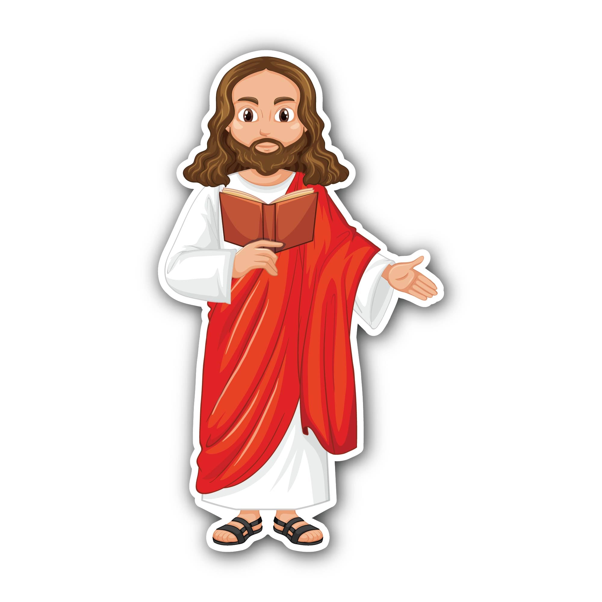 Jesus Cartoon Sticker, Waterproof Vinyl Decal Sticker Indoor Or Outdoor 2 (Pieces) 3" and 5"