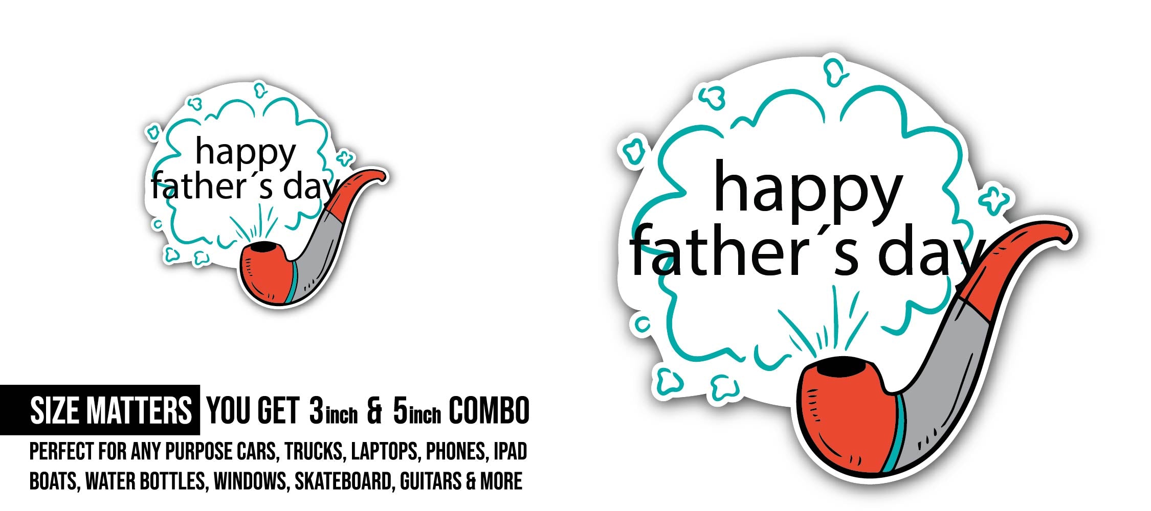 Father's Day Sticker, Waterproof Vinyl Decal Sticker Indoor Or Outdoor 2 (Pieces) 3" and 5"