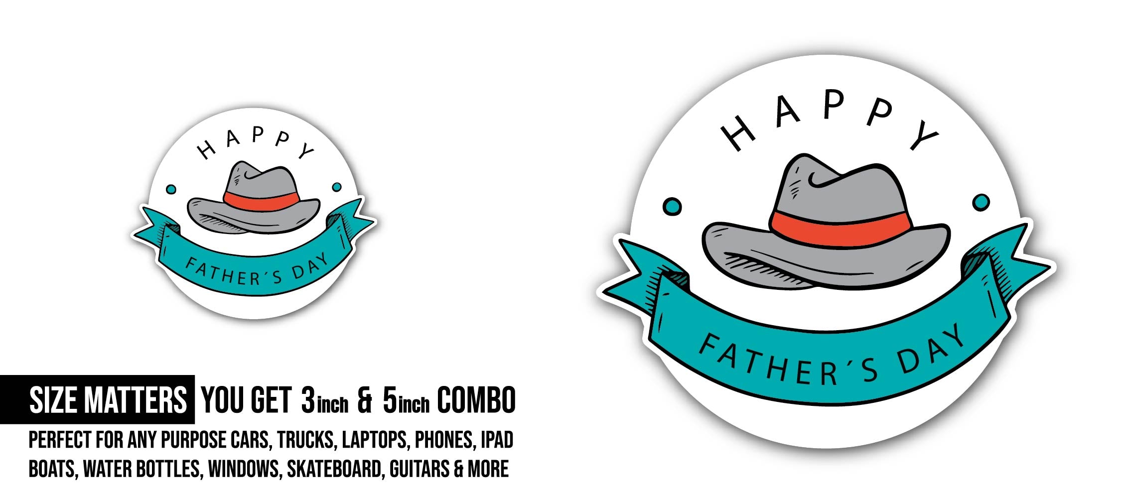 Best Dad Ever Sticker, Waterproof Vinyl Decal Sticker Indoor Or Outdoor 2 (Pieces) 3" and 5"