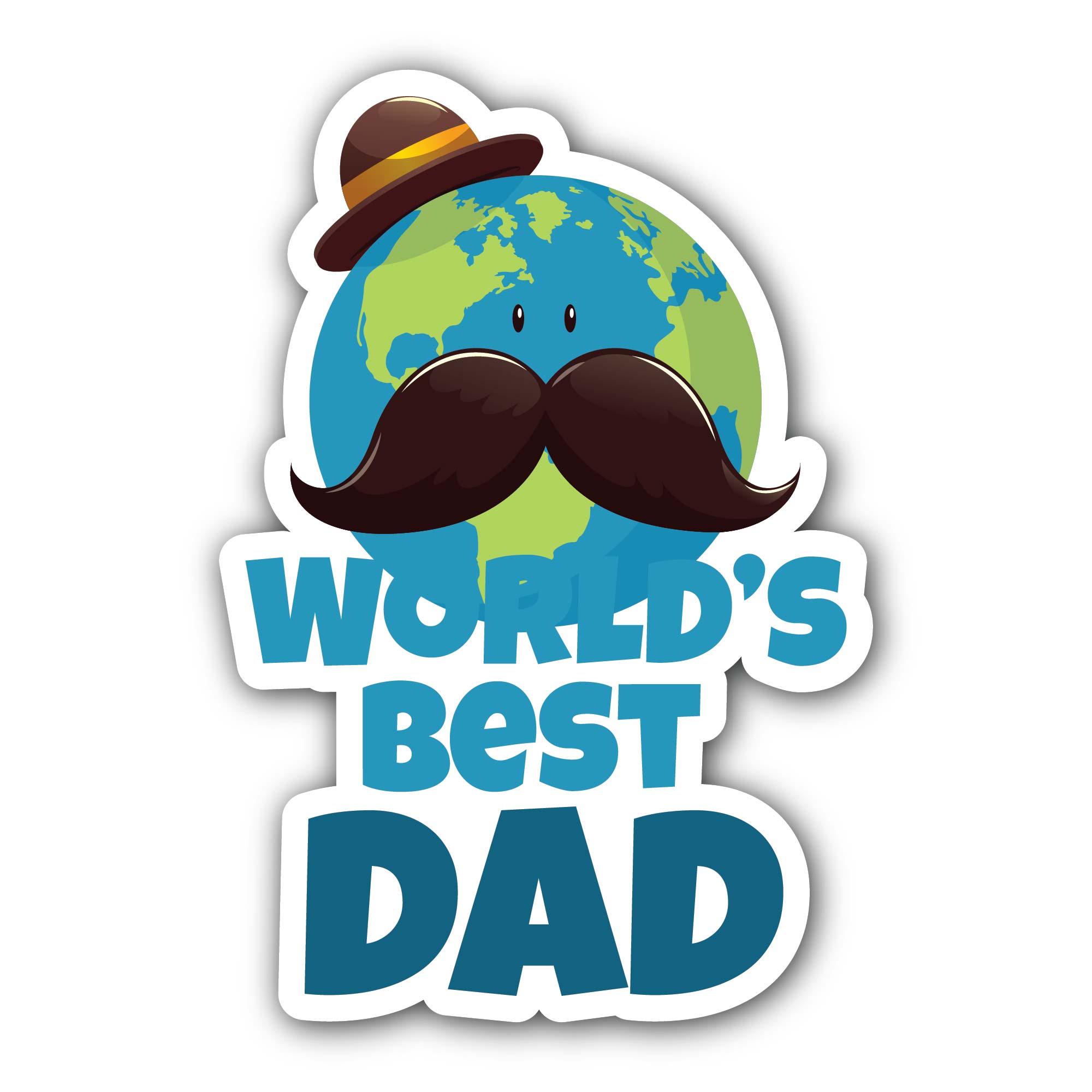 Worlds best dad Sticker, Waterproof Vinyl Decal Sticker Indoor Or Outdoor 2 (Pieces) 3" and 5"