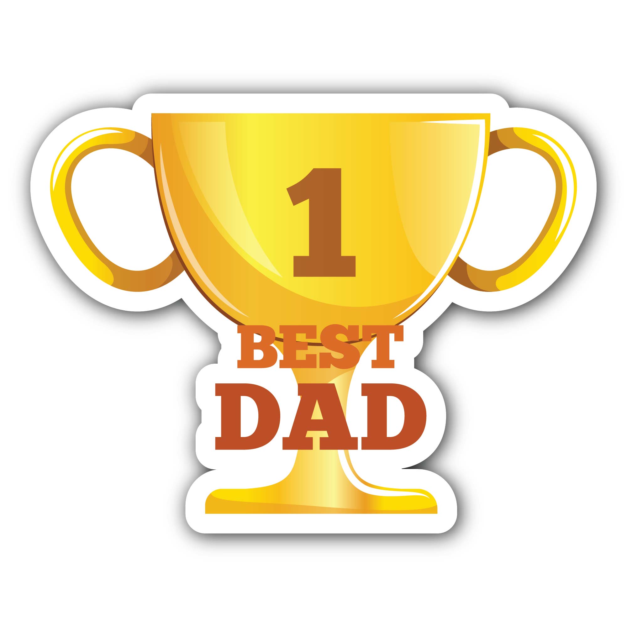 Best Dad Trophy Sticker, Waterproof Vinyl Decal Sticker Indoor Or Outdoor 2 (Pieces) 3" and 5"