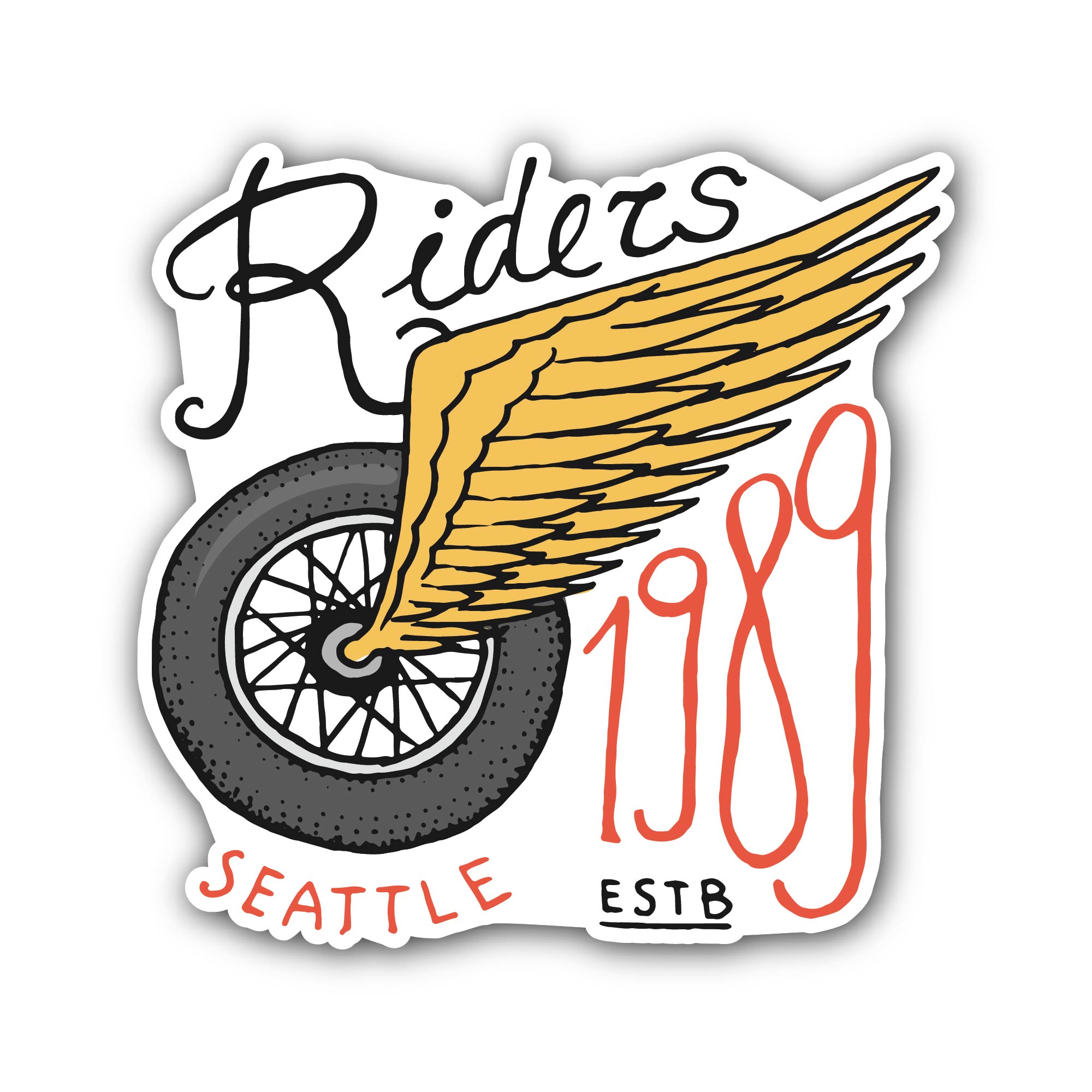 Seattle Riders 1989 Sticker, Waterproof Vinyl Decal Sticker Indoor Or Outdoor 2 (Pieces) 3" and 5"