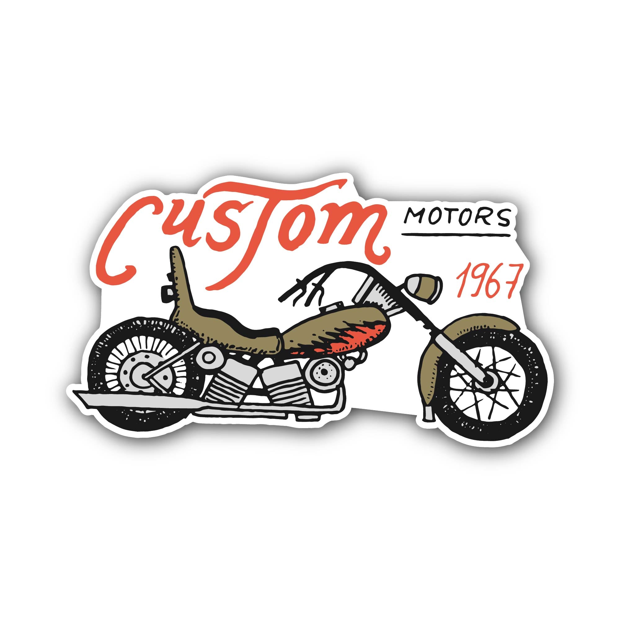 Custom Motors 1967 Sticker, Waterproof Vinyl Decal Sticker Indoor Or Outdoor 2 (Pieces) 3" and 5"