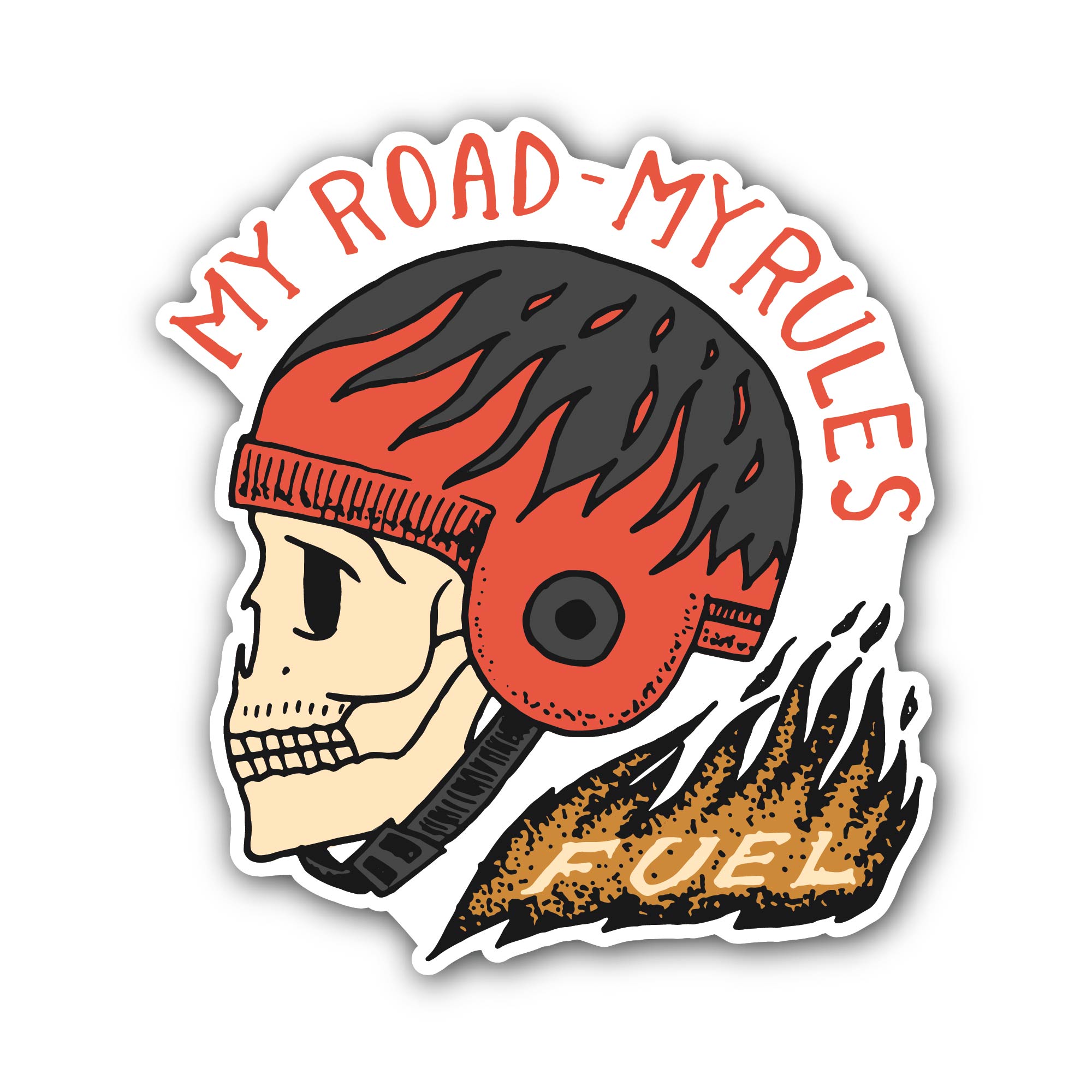 My Road My Rules skull Sticker, Waterproof Vinyl Decal Sticker Indoor Or Outdoor 2 (Pieces) 3" and 5"