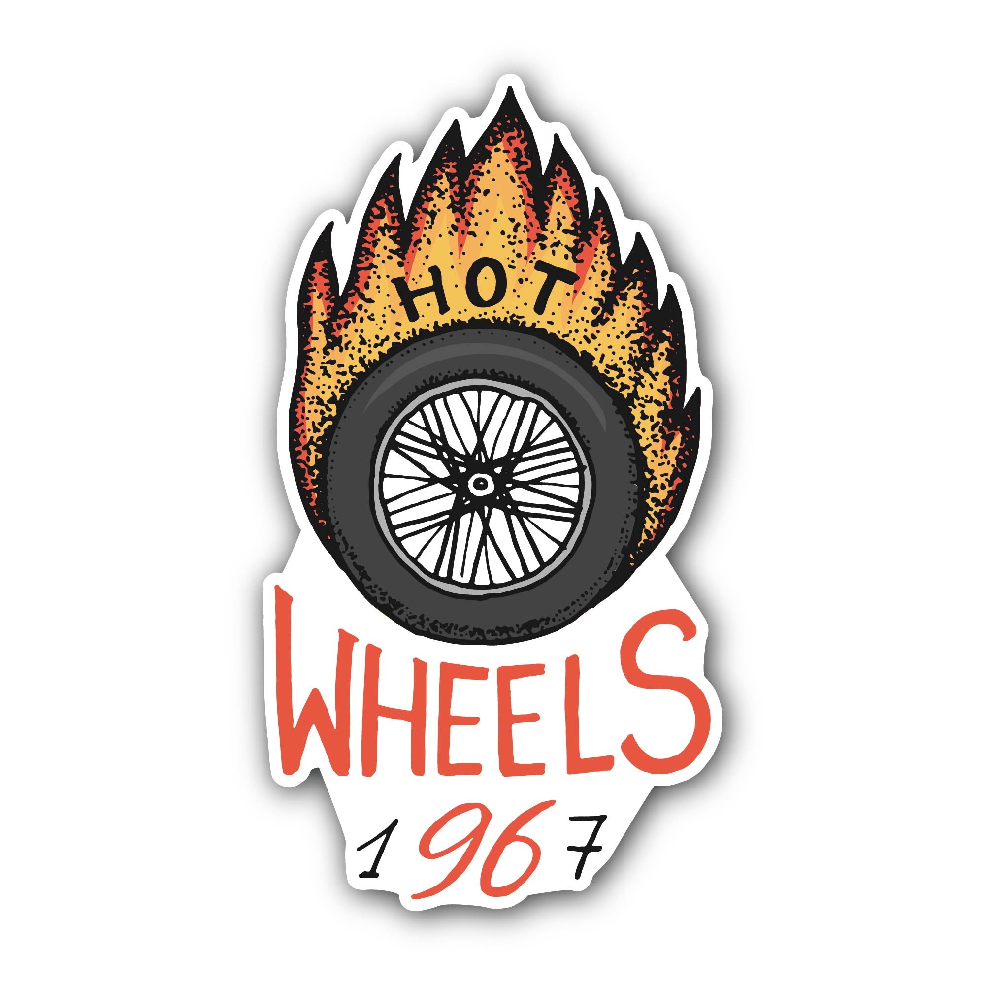 Hot Wheels Sticker, Waterproof Vinyl Decal Sticker Indoor Or Outdoor 2 (Pieces) 3" and 5"