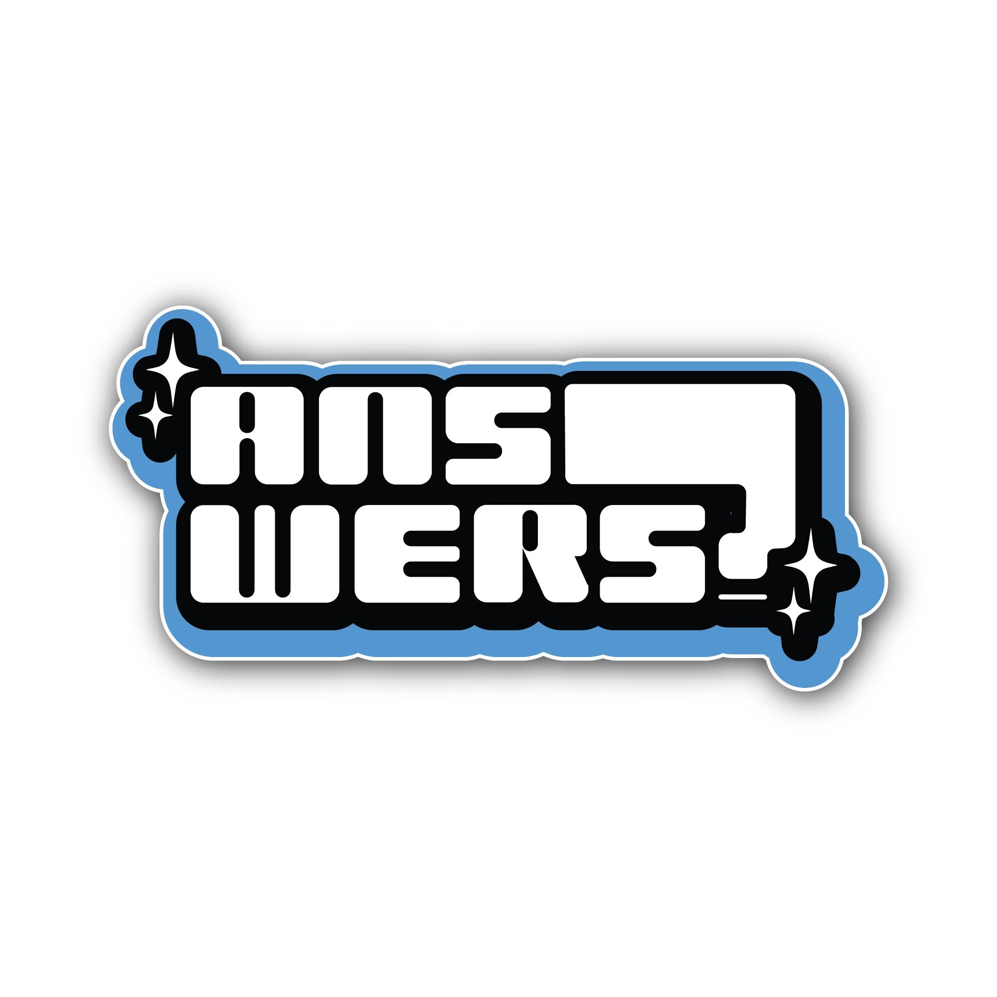 Retro Answers Sticker, Waterproof Vinyl Decal Sticker Indoor Or Outdoor 2 (Pieces) 3" and 5"