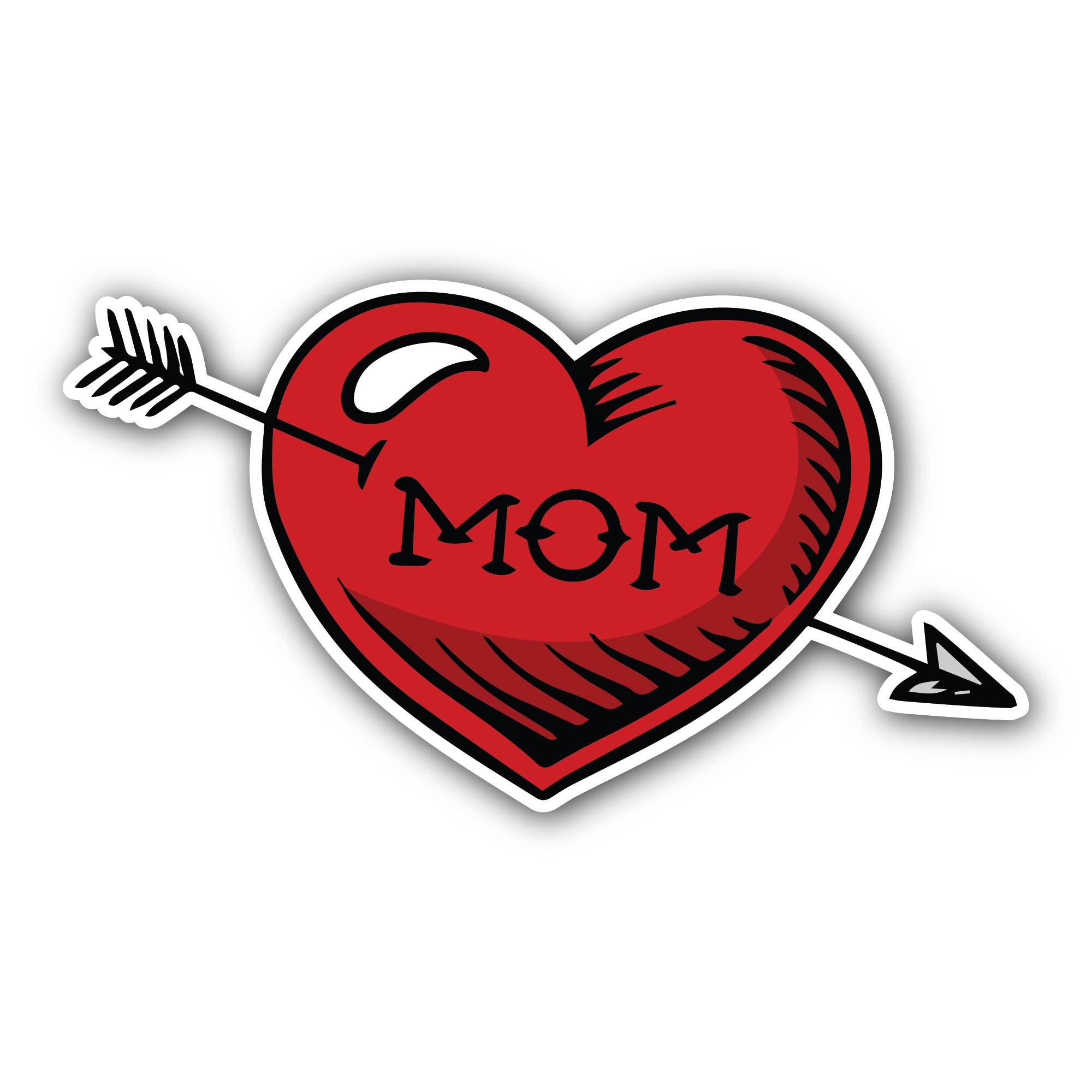 Mom with heart Sticker, Waterproof Vinyl Decal Sticker Indoor Or Outdoor 2 (Pieces) 3" and 5"