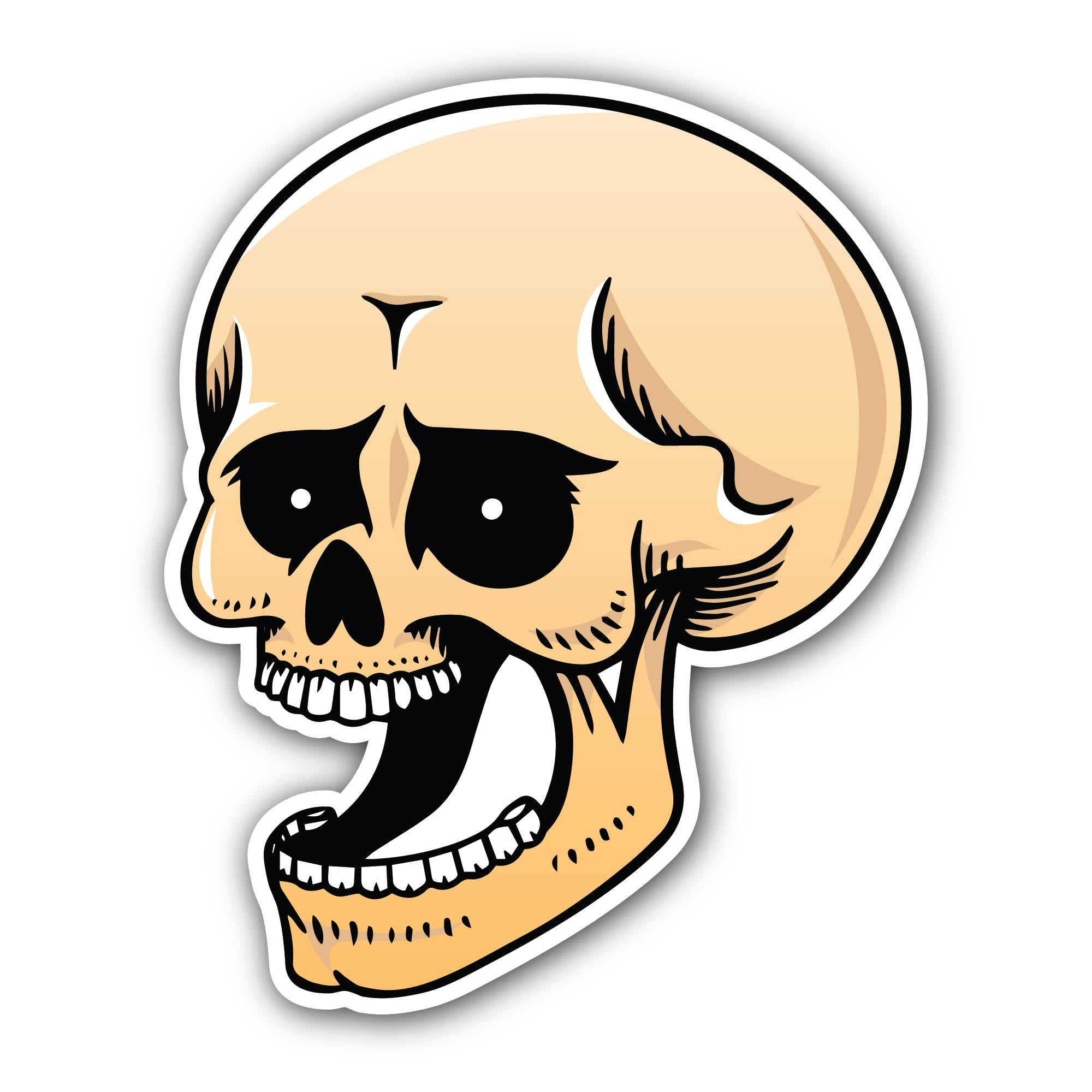 Human Skull Sticker, Waterproof Vinyl Decal Sticker Indoor Or Outdoor 2 (Pieces) 3" and 5"