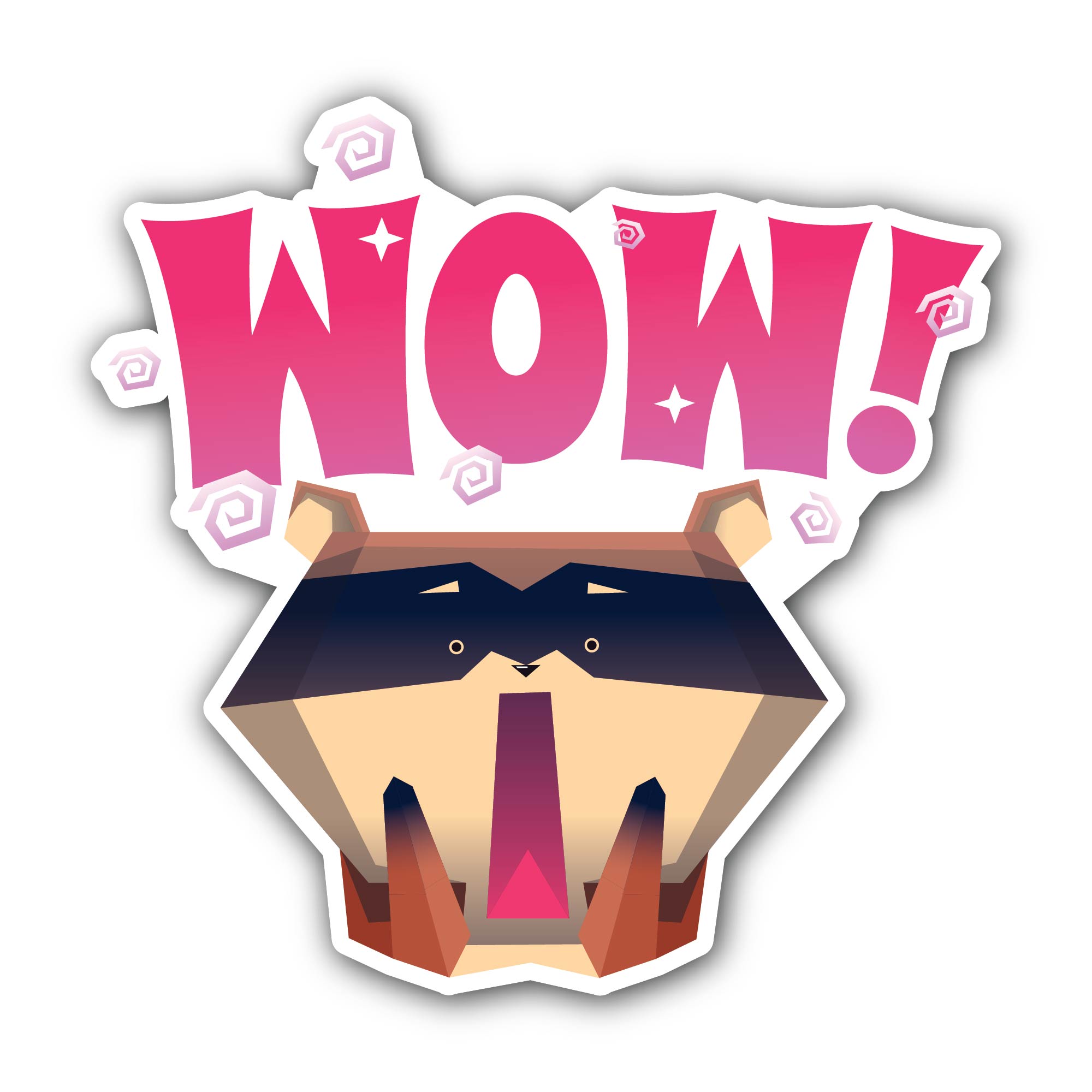 Wow Sticker, Waterproof Vinyl Decal Sticker Indoor Or Outdoor 2 (Pieces) 3" and 5"