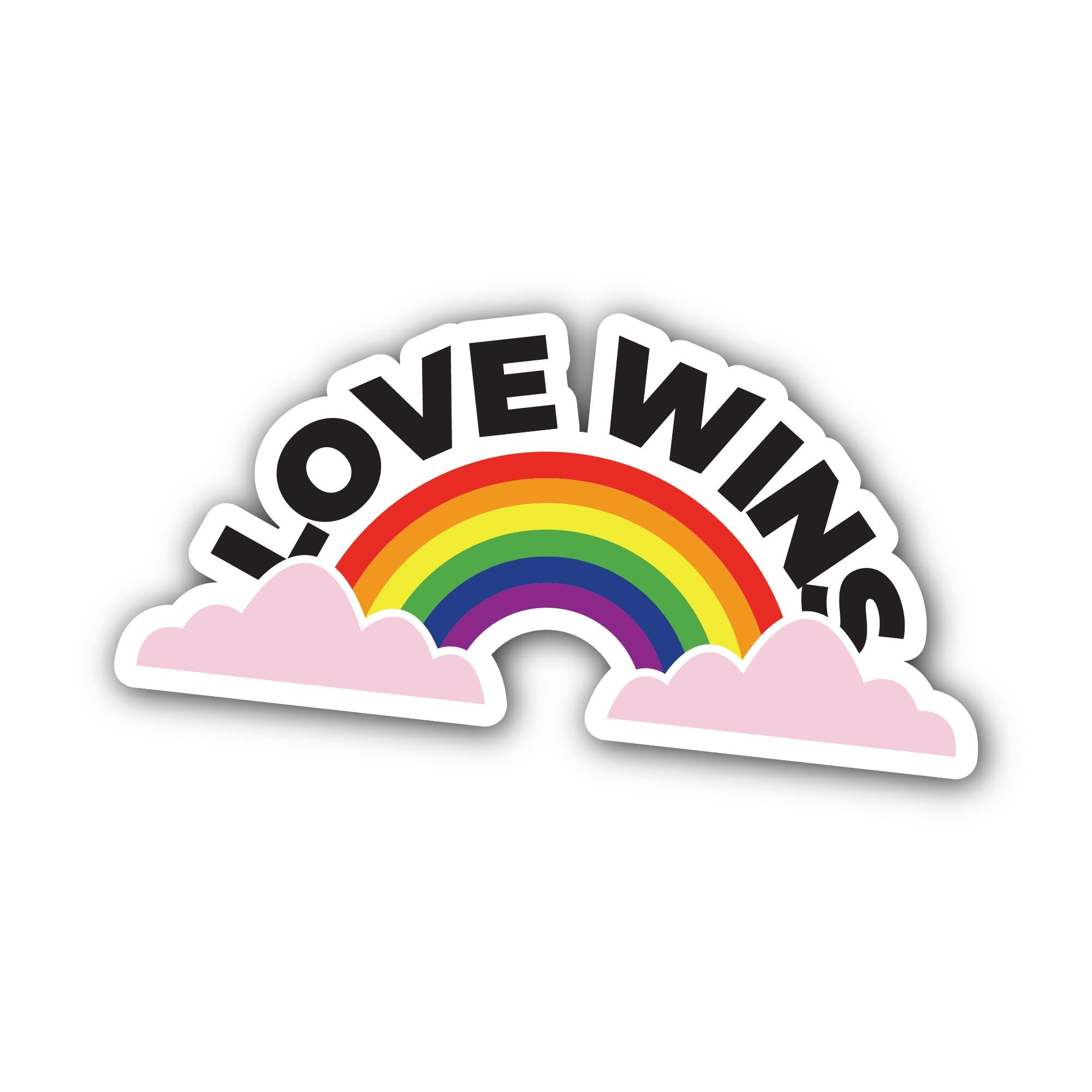 Love Wins Sticker, Waterproof Vinyl Decal Sticker Indoor Or Outdoor 2 (Pieces) 3" and 5"