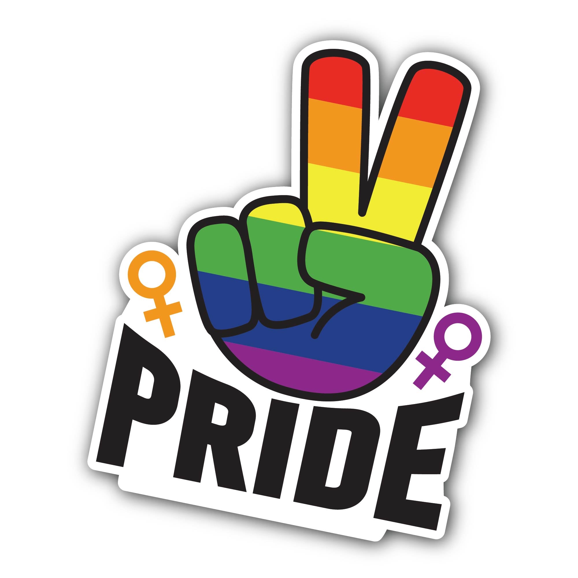 Pride Month Rainbow Hand V Sticker, Waterproof Vinyl Decal Sticker Indoor Or Outdoor 2 (Pieces) 3" and 5"