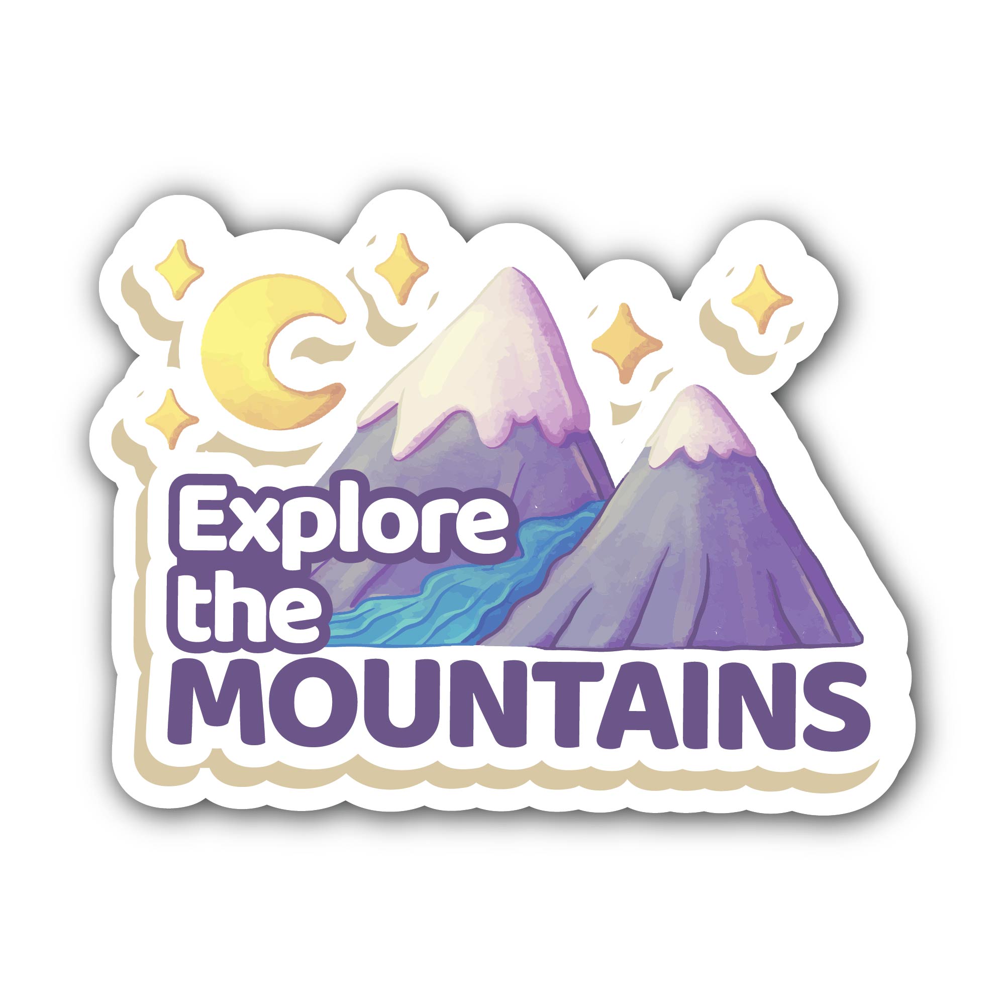 Mountain Explore Sticker, Waterproof Vinyl Decal Sticker Indoor Or Outdoor 2 (Pieces) 3" and 5"