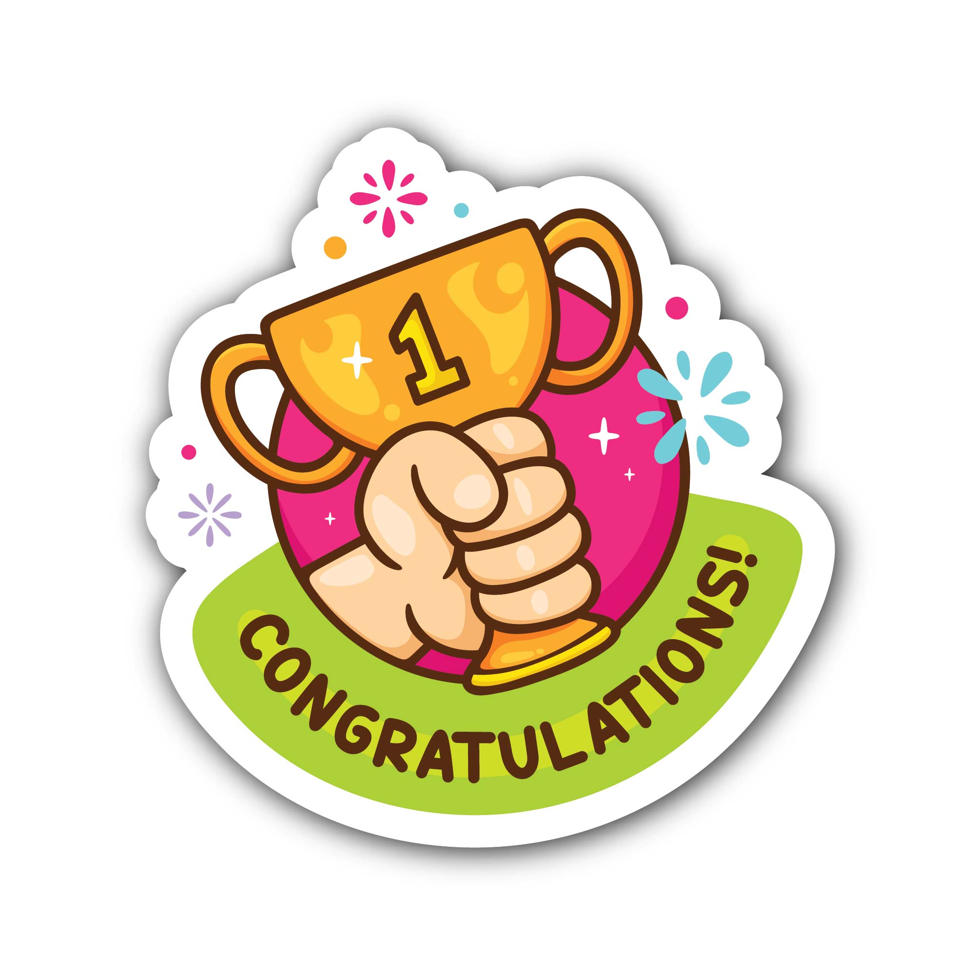 Prize Cup Sticker, Waterproof Vinyl Decal Sticker Indoor Or Outdoor 2 (Pieces) 3" and 5"