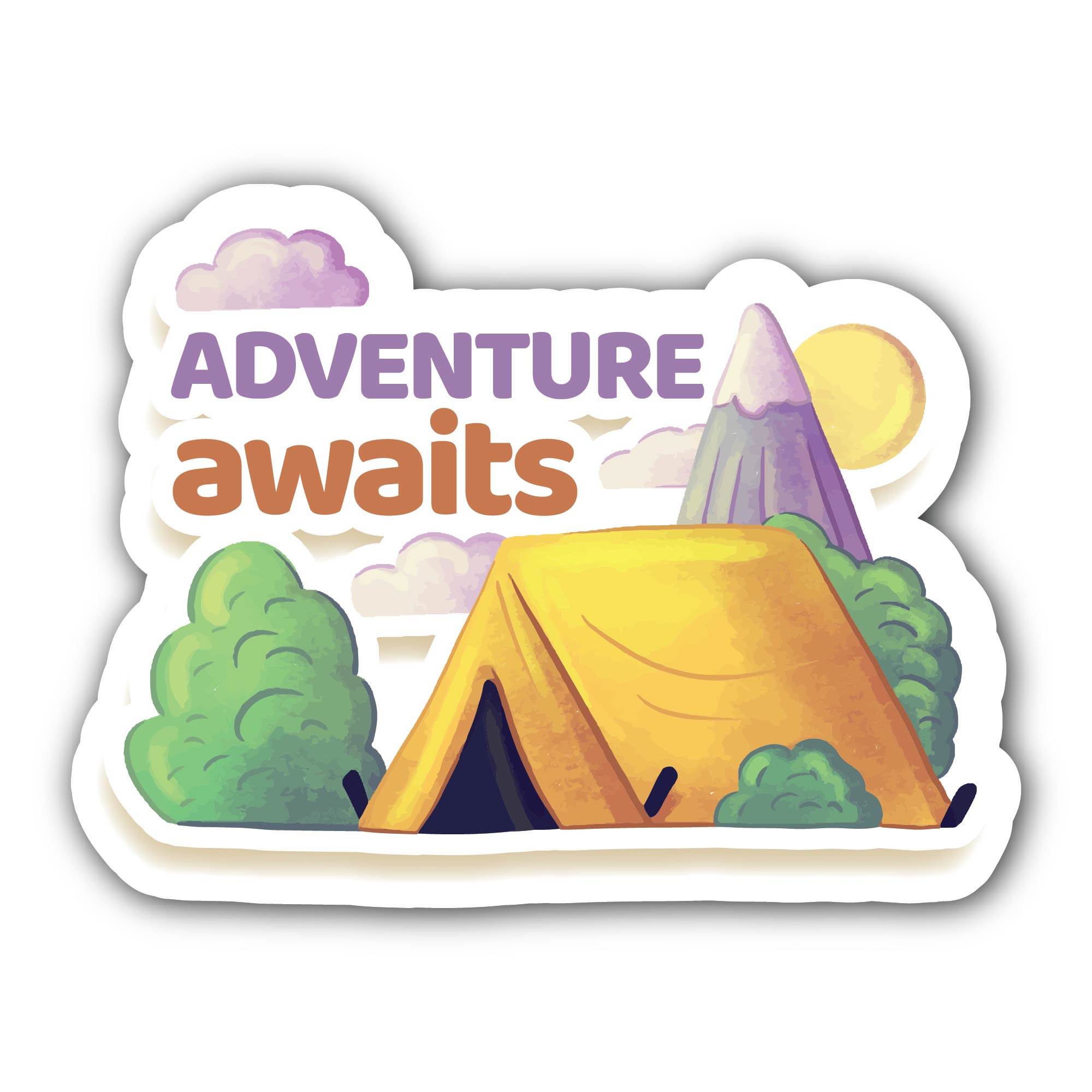 Adventure awaits Sticker, Waterproof Vinyl Decal Sticker Indoor Or Outdoor 2 (Pieces) 3" and 5"