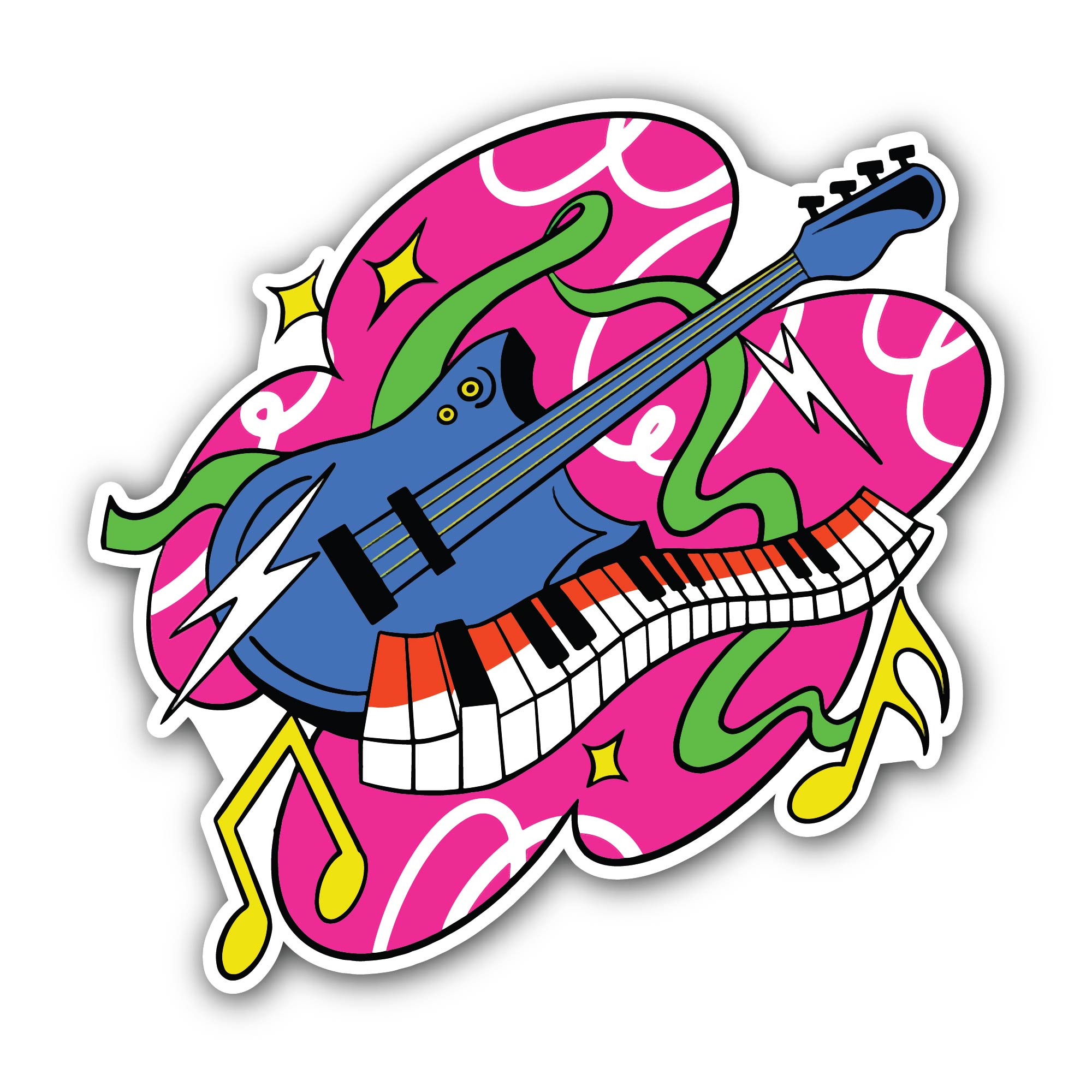 Retro Music Vibes Sticker, Waterproof Vinyl Decal Sticker Indoor Or Outdoor 2 (Pieces) 3" and 5"
