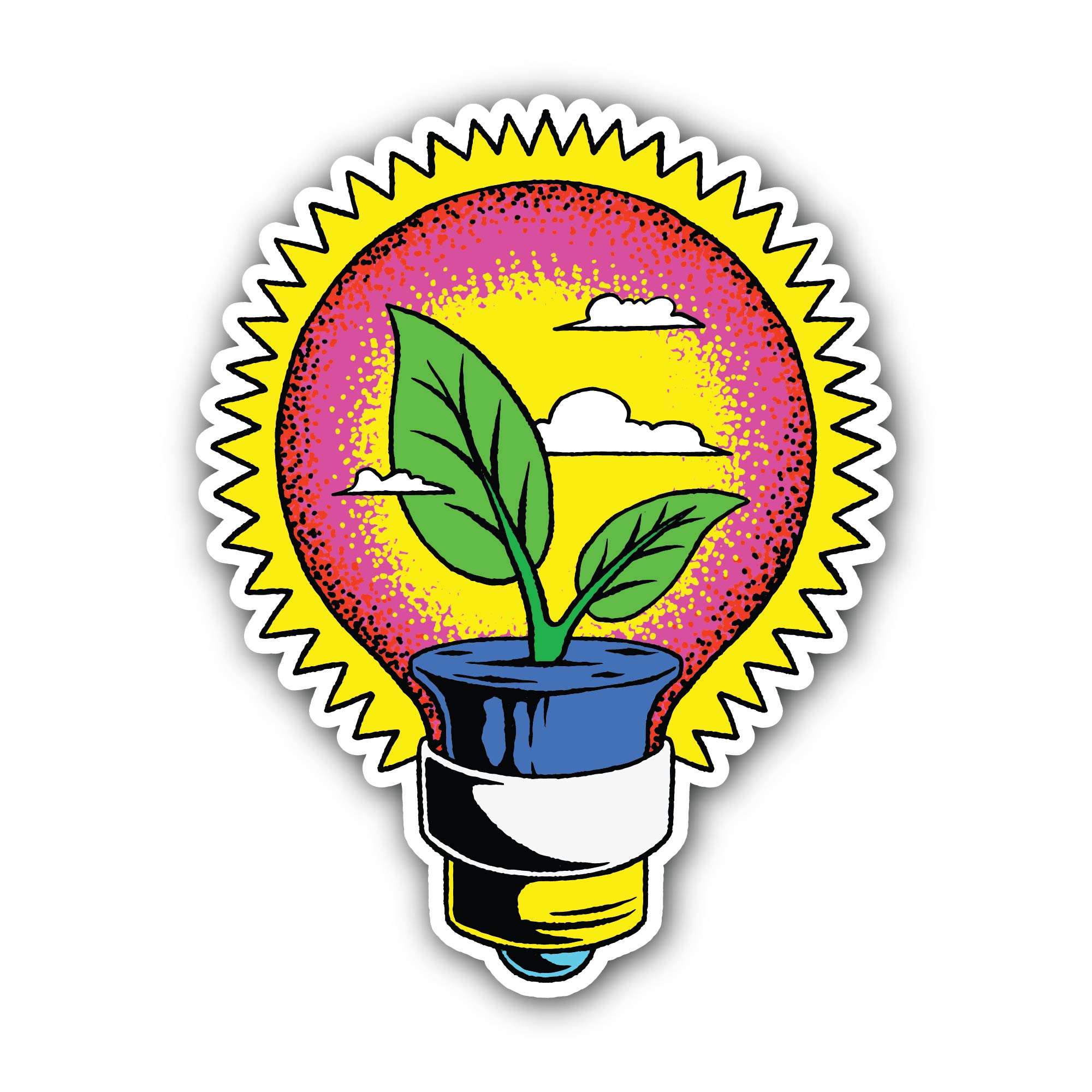 Vibrant eco technology illustration transparent Sticker, Waterproof Vinyl Decal Sticker Indoor Or Outdoor 2 (Pieces) 3" and 5"