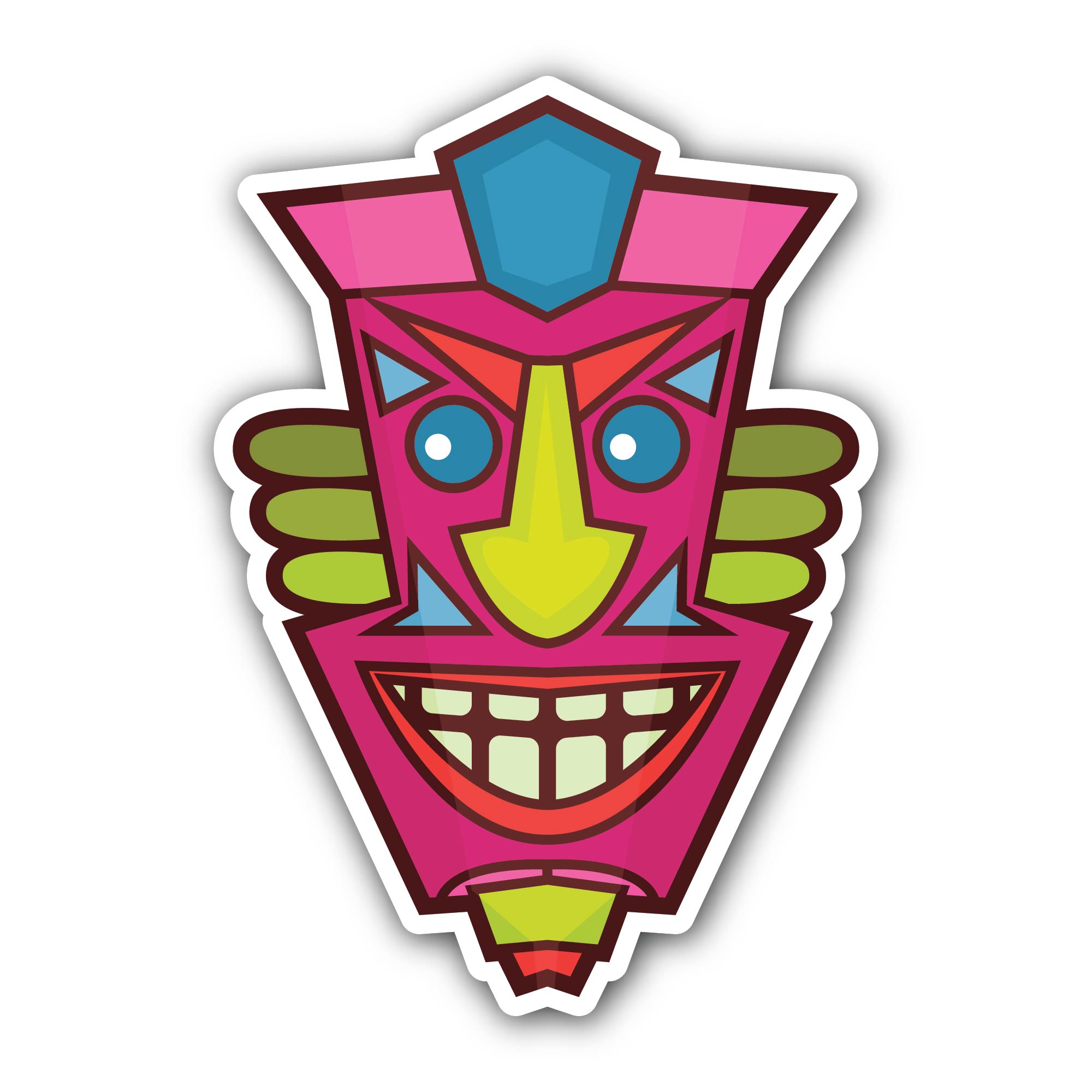 Stammes- Maske Sticker, Waterproof Vinyl Decal Sticker Indoor Or Outdoor 2 (Pieces) 3" and 5"