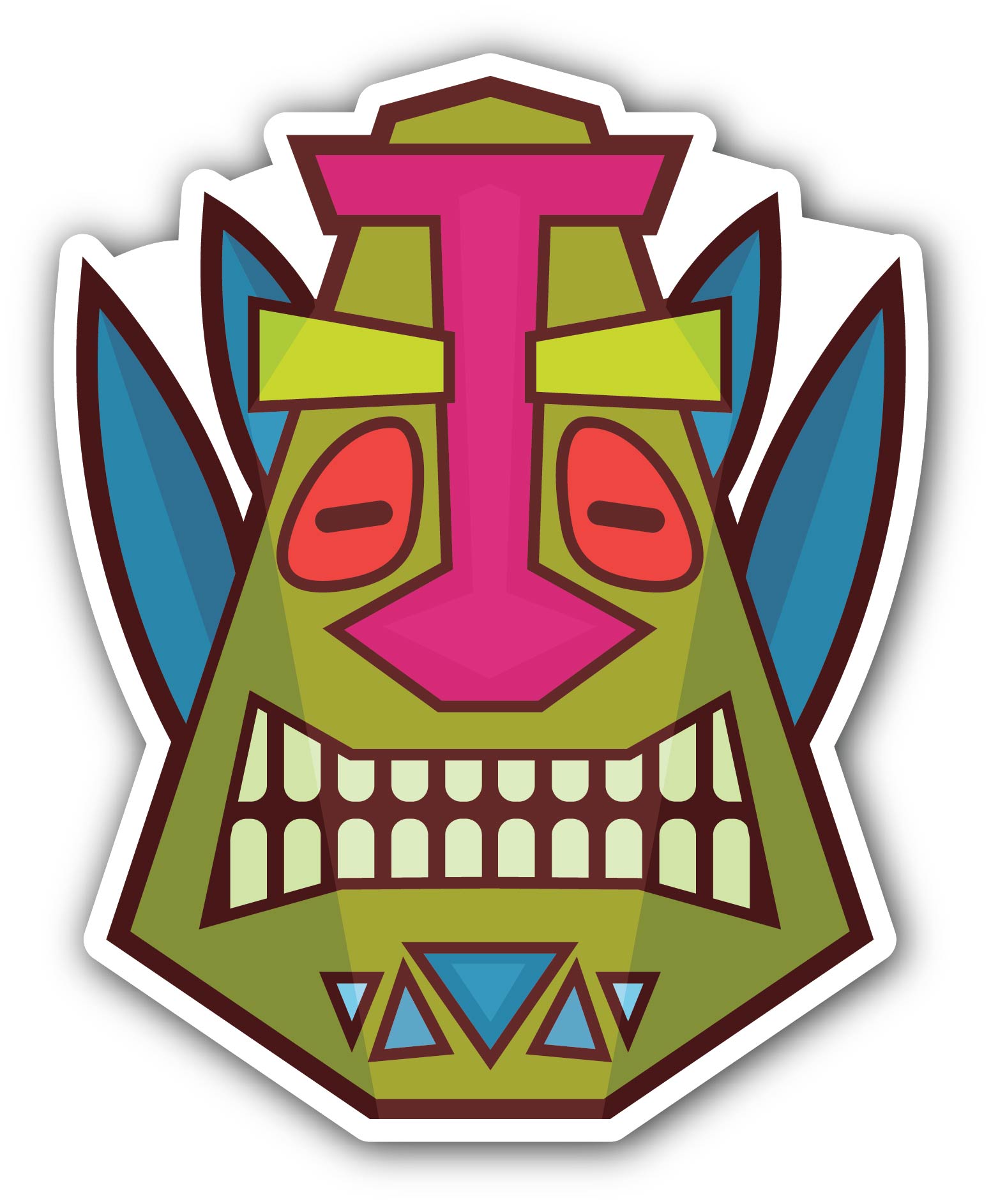 Tribal mask colorful african face masque vector Sticker, Waterproof Vinyl Decal Sticker Indoor Or Outdoor 2 (Pieces) 3" and 5"