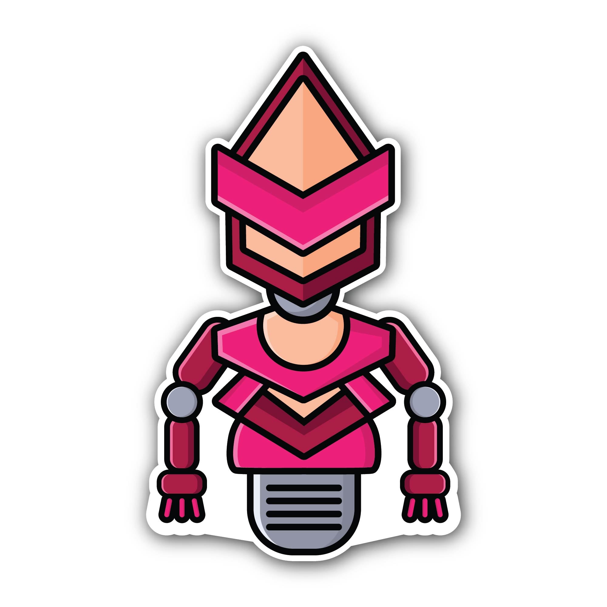 Red Robot Sticker, Waterproof Vinyl Decal Sticker Indoor Or Outdoor 2 (Pieces) 3" and 5"